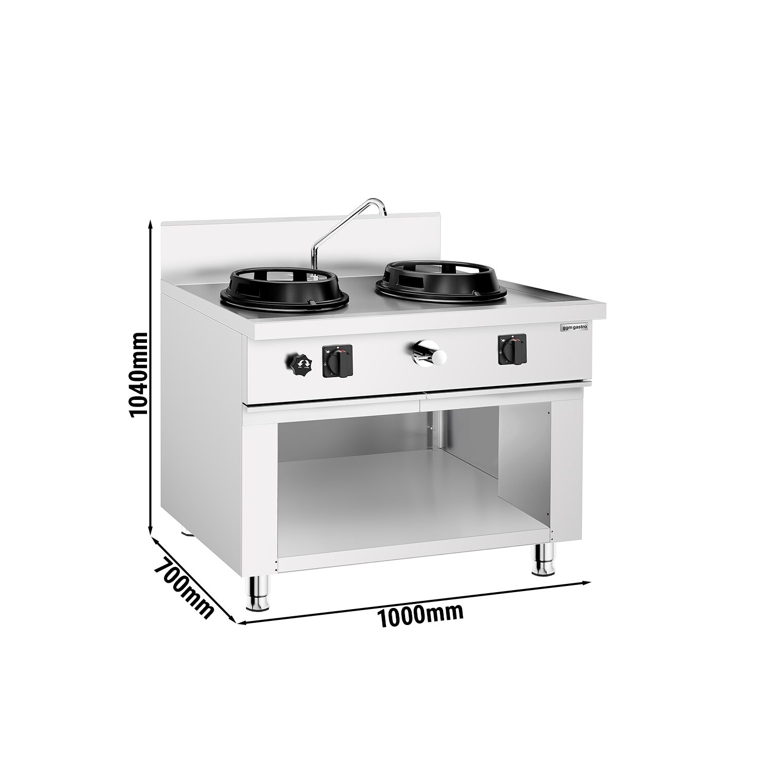 Cuisinière Wok à Gaz - 30 kW - 2 Brûleurs - incl. 1 Robinet