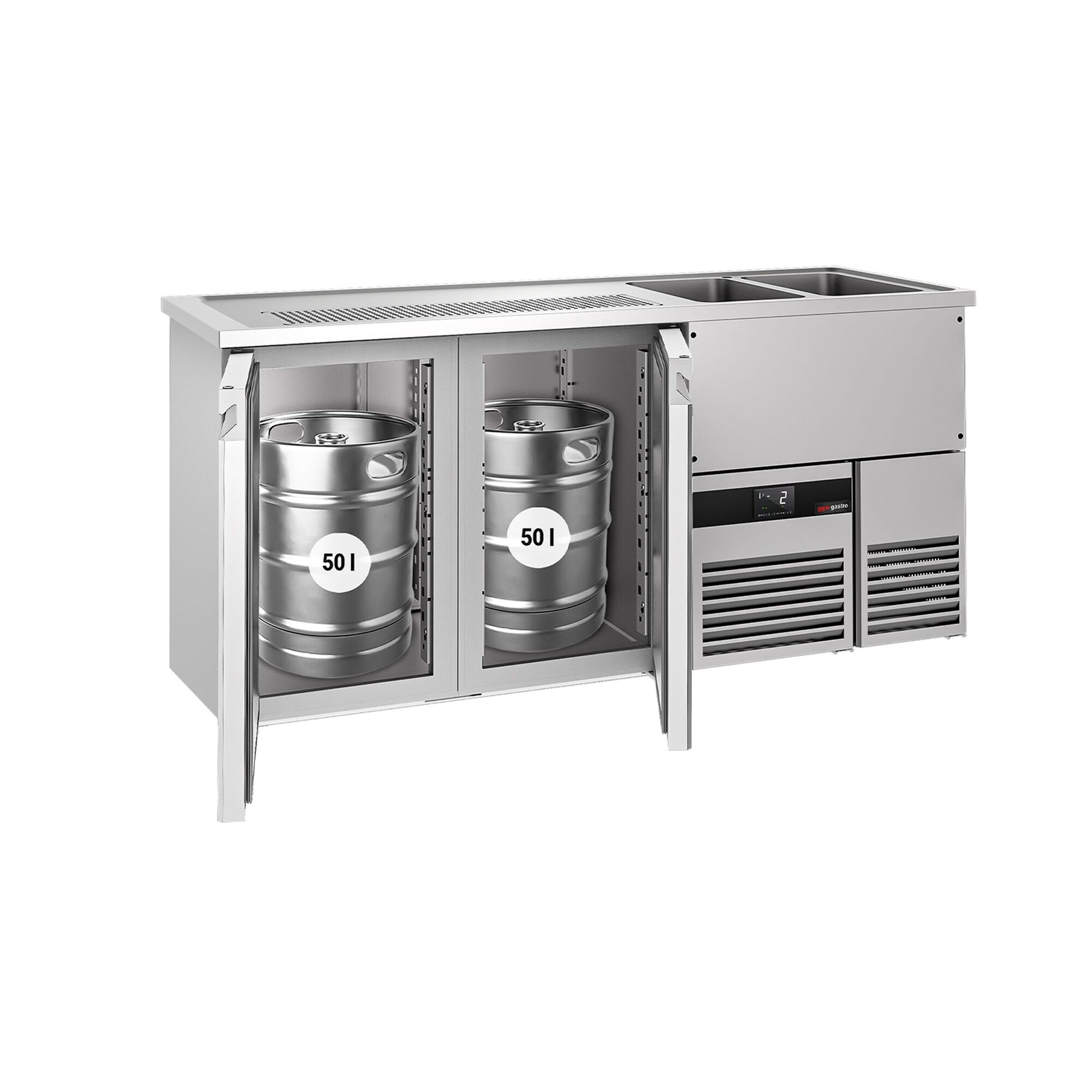 Comptoir de bar réfrigéré PREMIUM - 1950x700mm - 2 portes