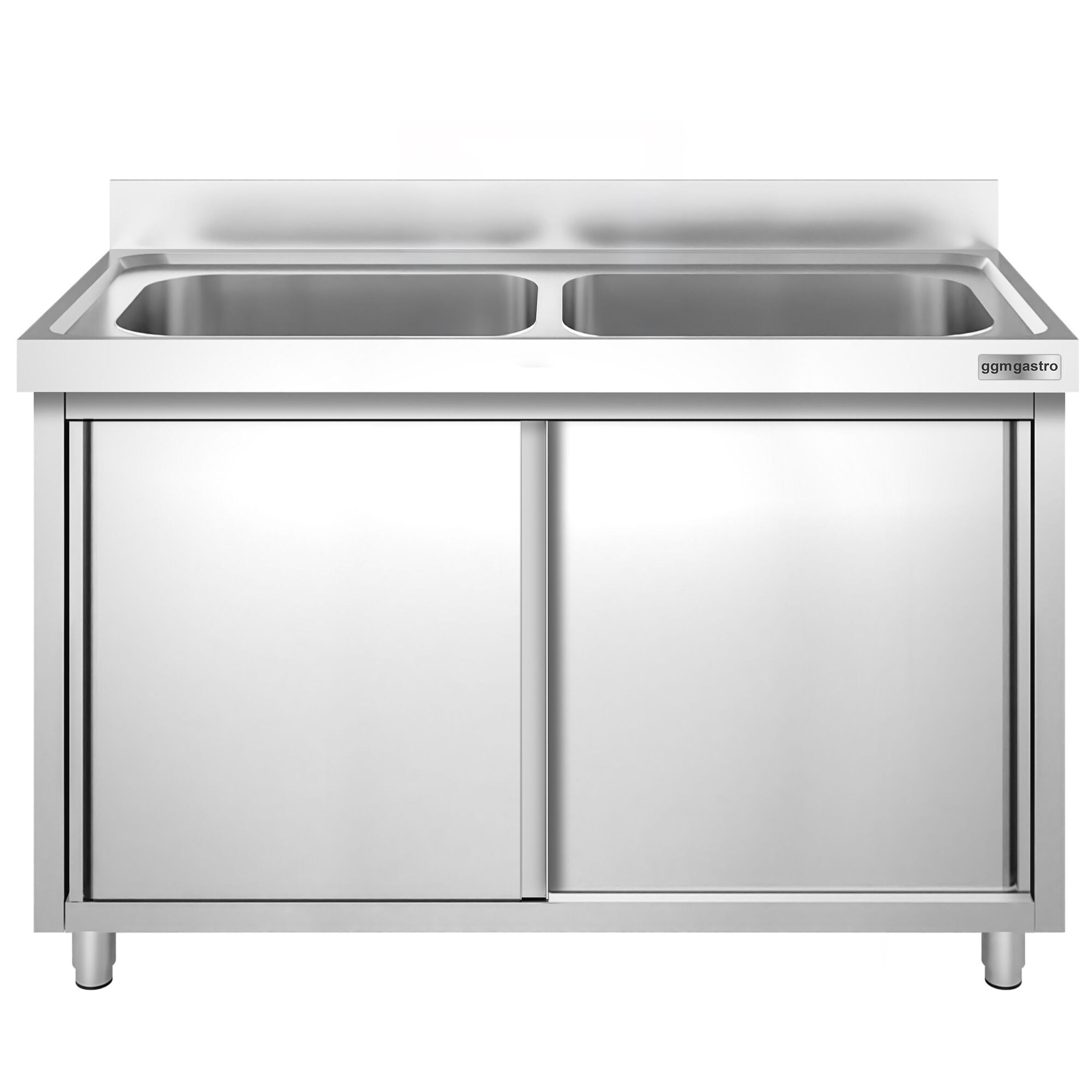 PREMIUM pot washing cabinet – 1600 x 600 mm – with 2 basins