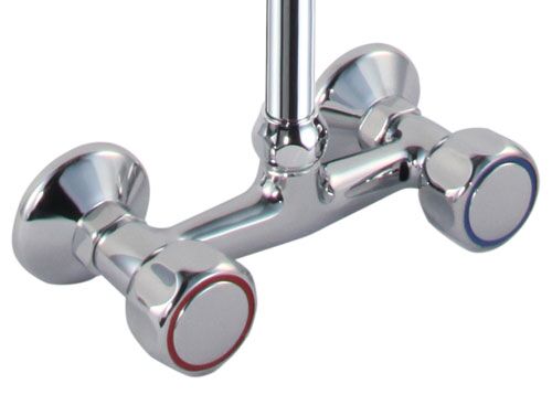 Wall-mounted twin-inlet pre-rinse spray unit 10000 - wall-mounted - with single-lever mixer, spray gun, flexible hose & wall mount - height 1115mm