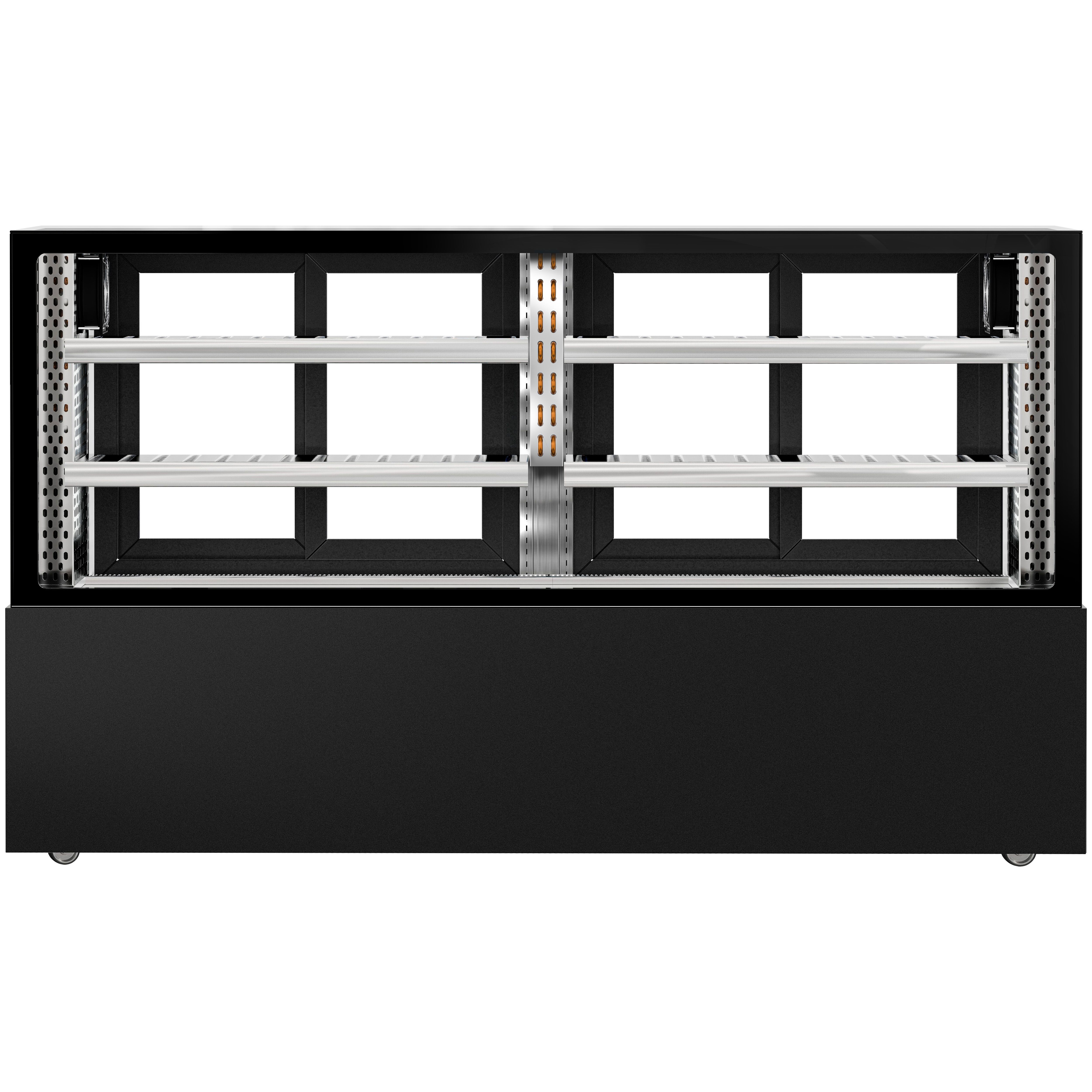 Vitrine de comptoir réfrigérée MADRID - 735L - 2000mm - Double vitrage - avec 2 étagères - portes coulissantes vitrées arrière - Noir mat