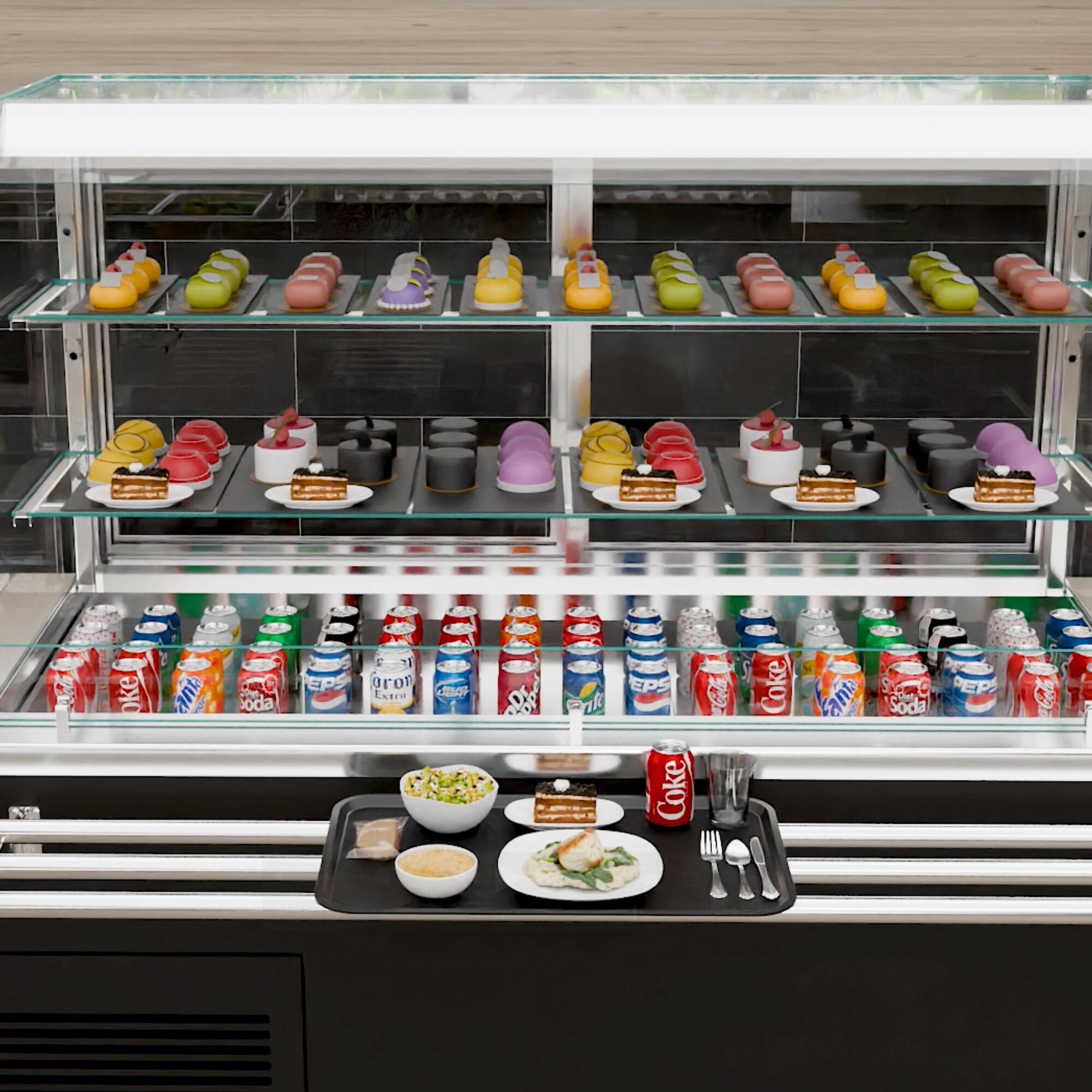 Buffet réfrigéré KOPENHAGEN - 1600mm - avec cuve réfrigérée - sur roulettes - Noir