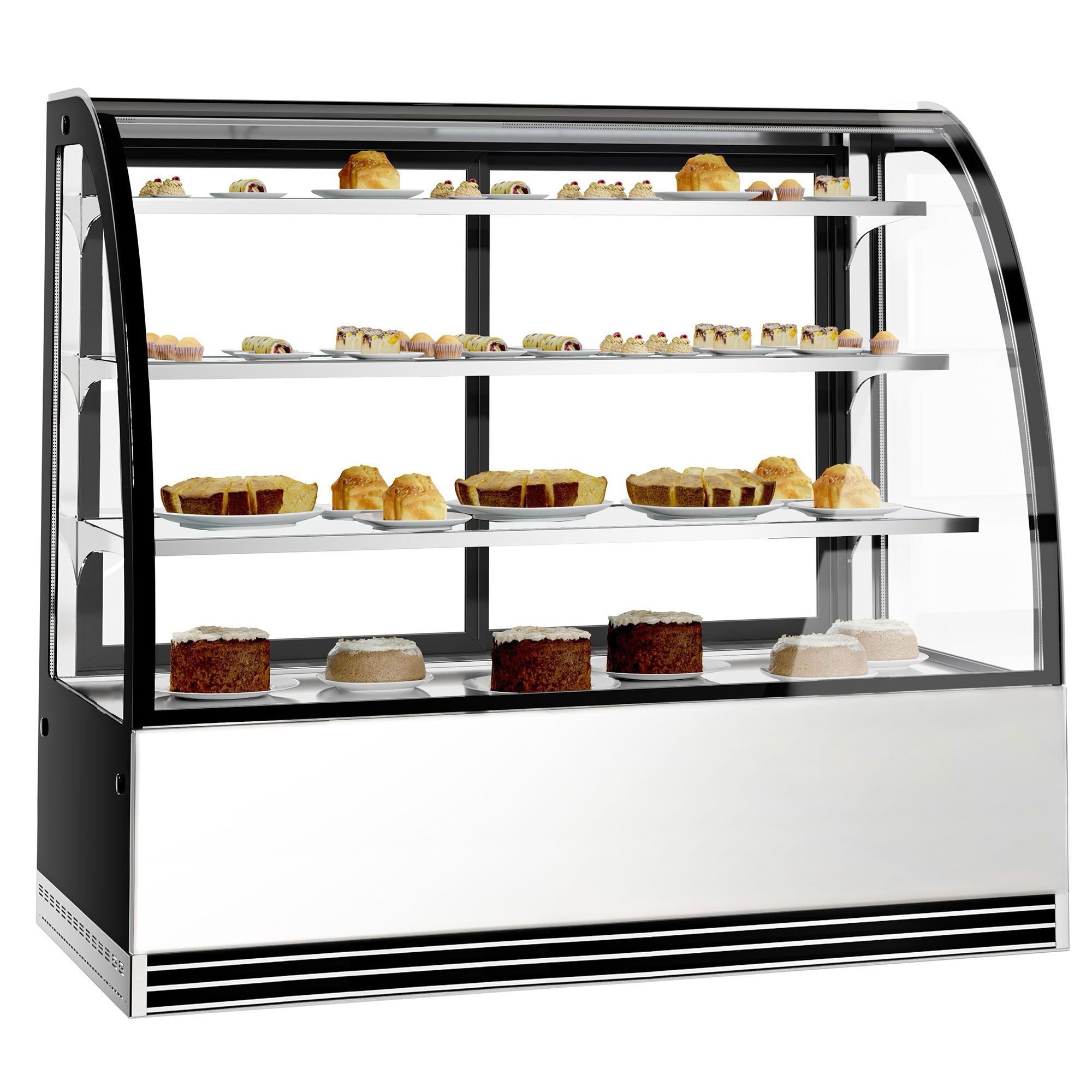 Vitrine de comptoir réfrigérée - 524L - 1500mm - Double vitrage - avec 3 étagères en verre - portes coulissantes vitrées arrière
