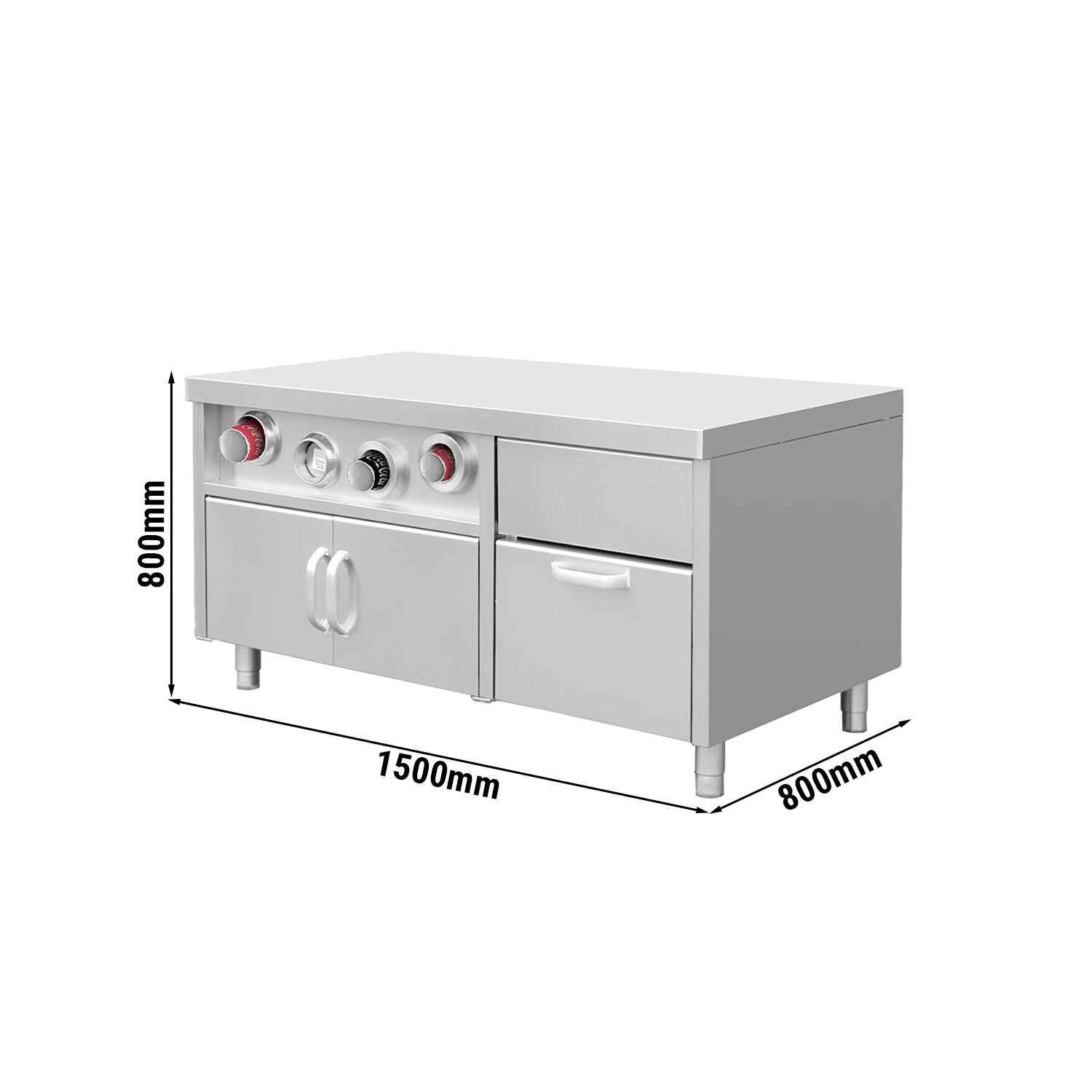 Meuble bas pour distributeur de boissons avec porte-gobelets & compartiment à glaçons - 1,5 m