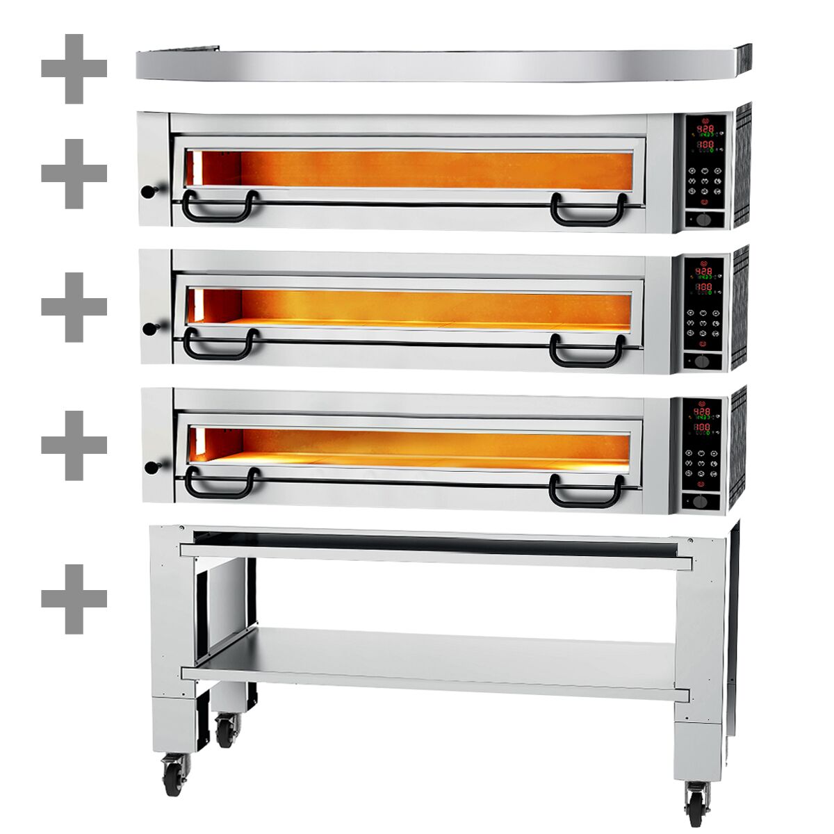 Four à pizza électrique Power - 6+6+6x 34 cm - Numérique - incl. hotte & support