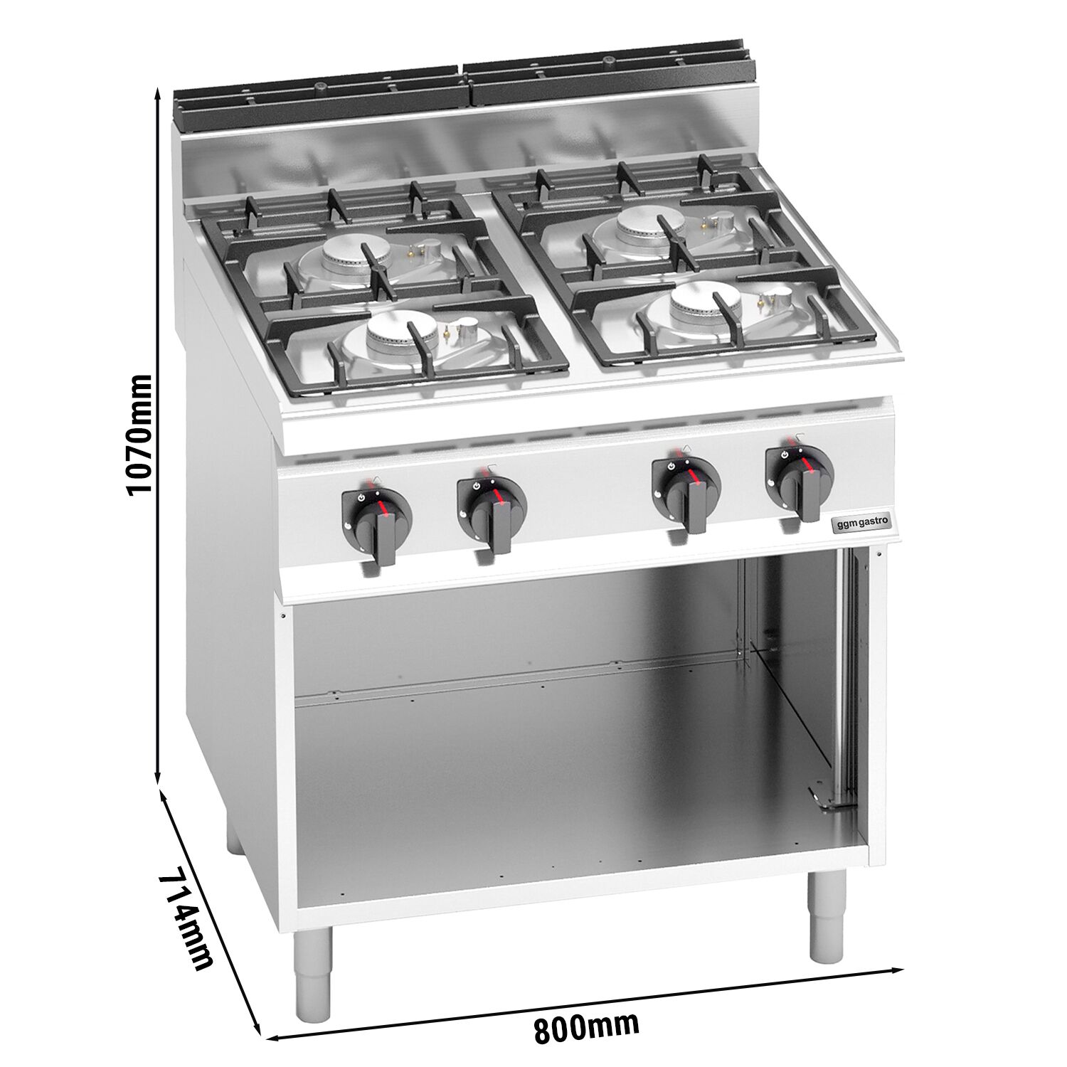 Fourneau à gaz – 21,5 kW – 4 brûleurs