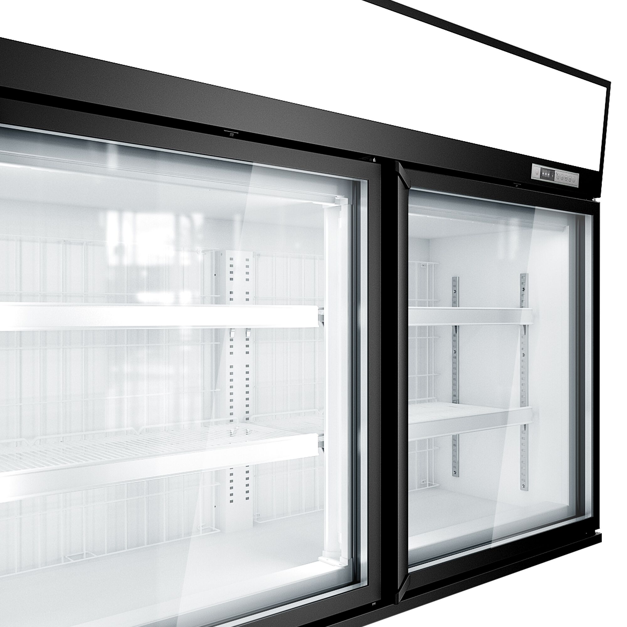 Vitrine murale de congélation pour supermarché - 1450 mm - 232 litres - avec 2 portes & 2 étagères - Noir