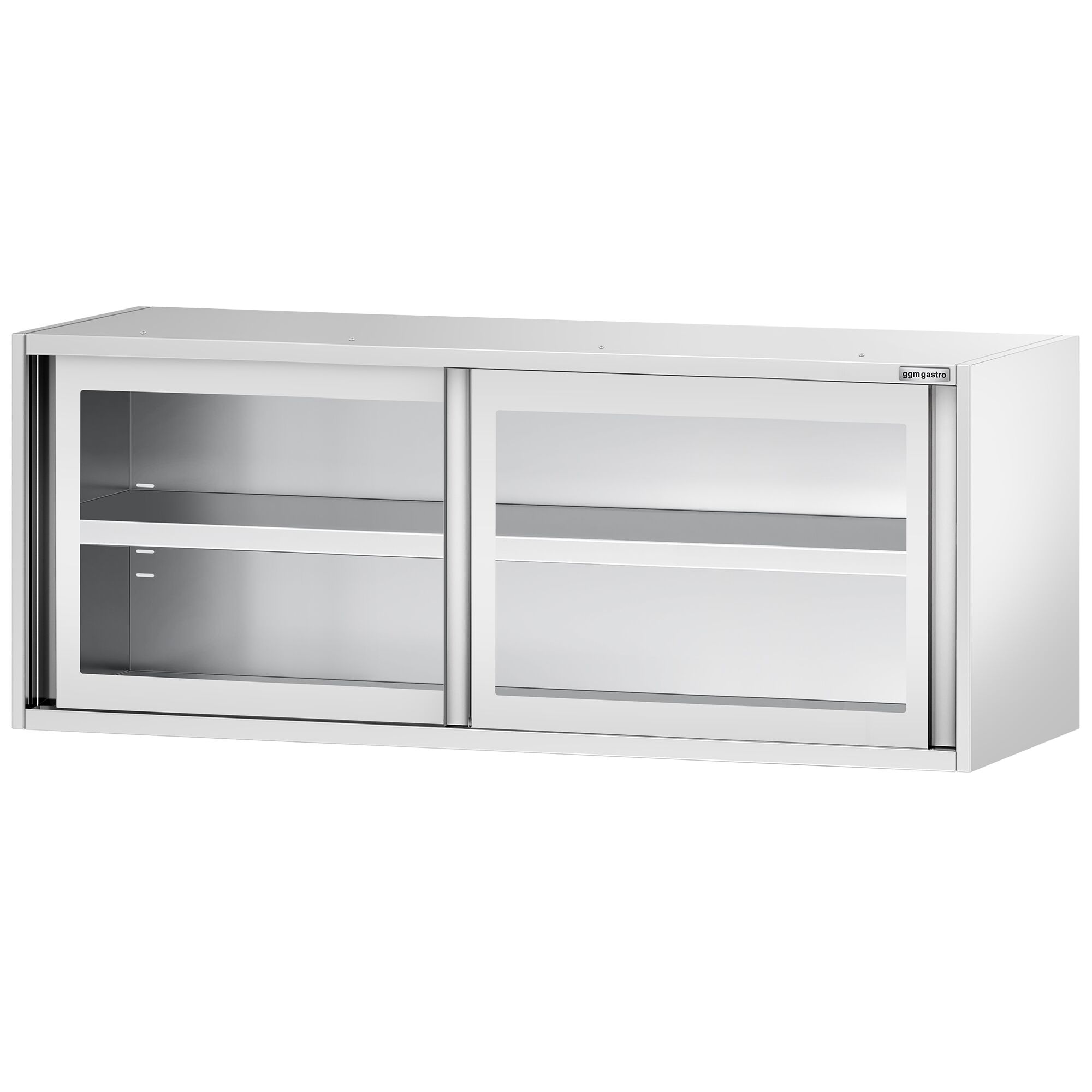 Edelstahl Wandhängeschrank - 2000x400mm - mit Glasschiebetür - 800mm hoch