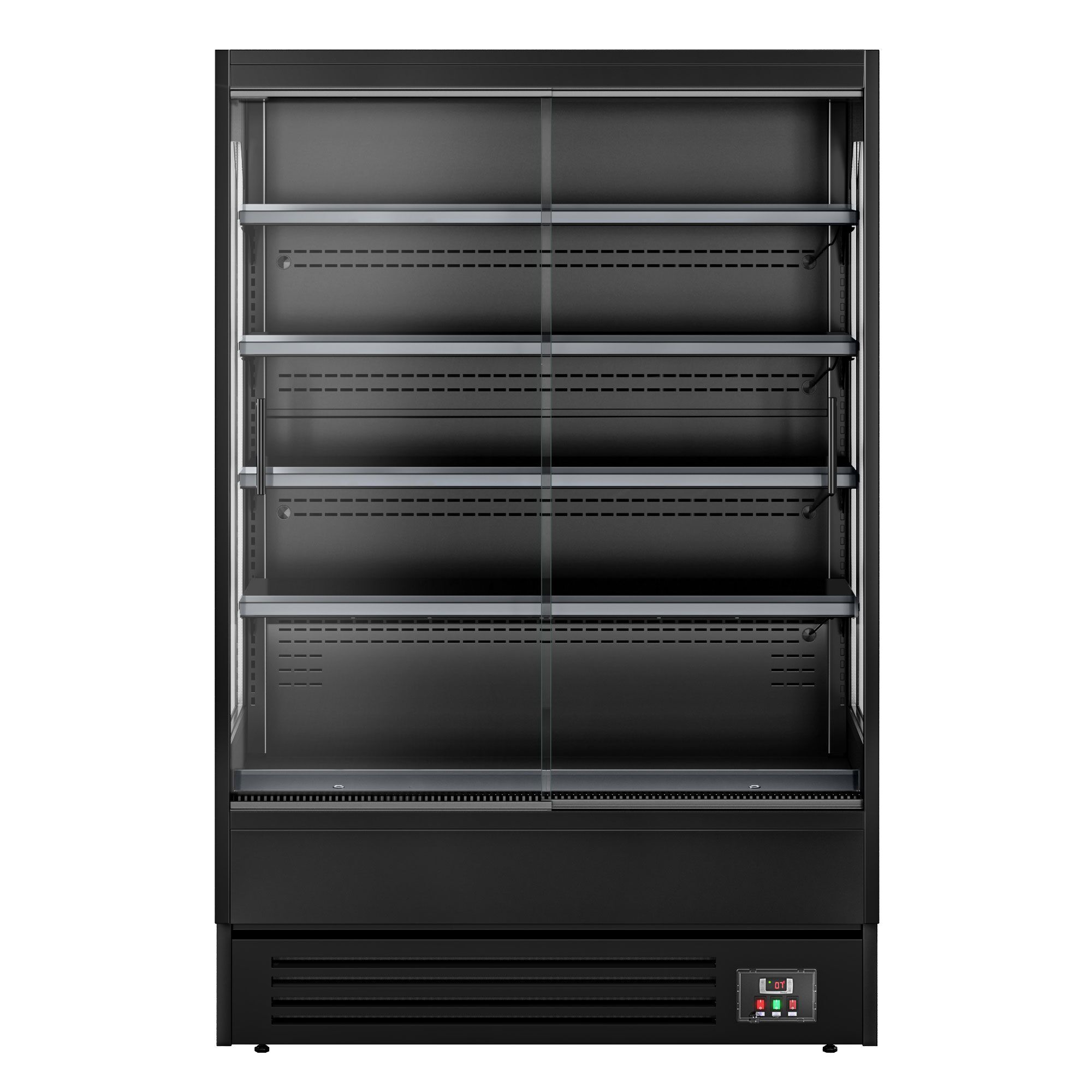 Väggkyl - 1 320 mm - 595 l - med 2 skjutdörrar & 4 hyllor - svart