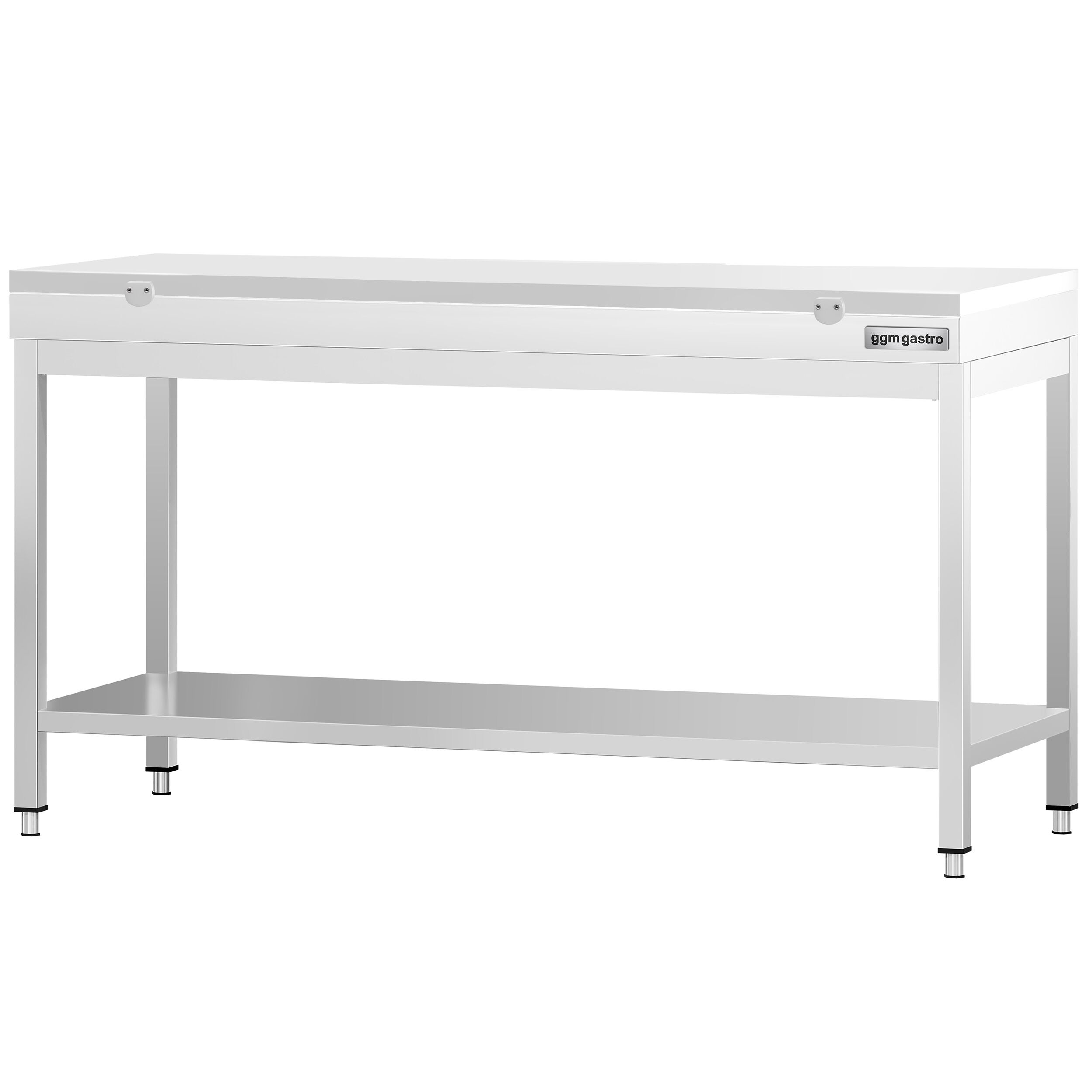 Table de travail inox PREMIUM - 2000 x 800 mm - avec tablette inférieure - incl. Planche à découper Blanche