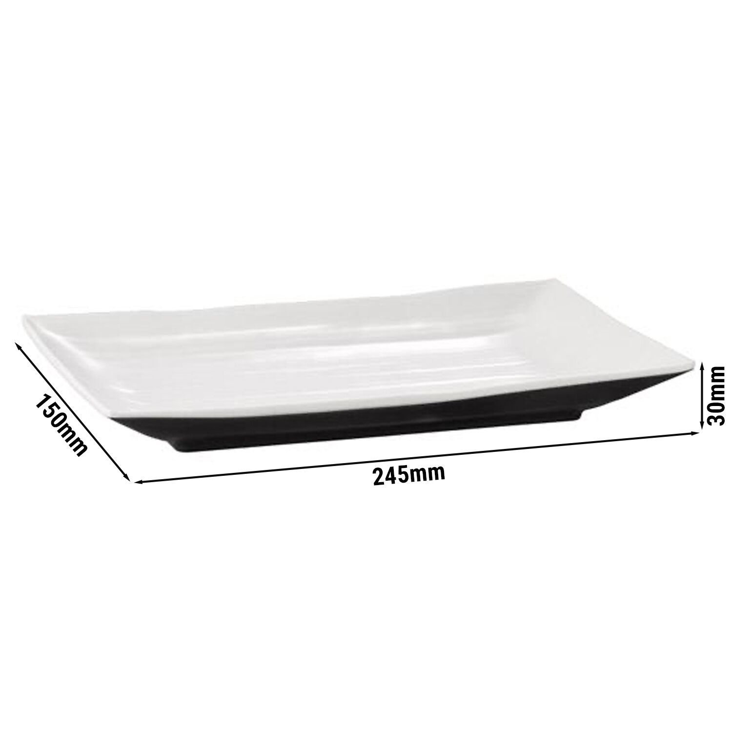 (6 pcs) Plateau de présentation - HALFTONE - Mélamine - 245x150mm - Hauteur:30mm - Noir/Blanc - empilable, compatible lave-vaisselle