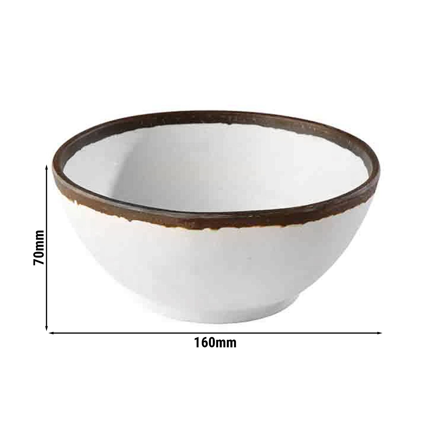 (6 pcs) Coupe - CROCKER - Mélamine - 700ml - carré - 160x160mm - Profondeur : 70mm - Blanc/Brun