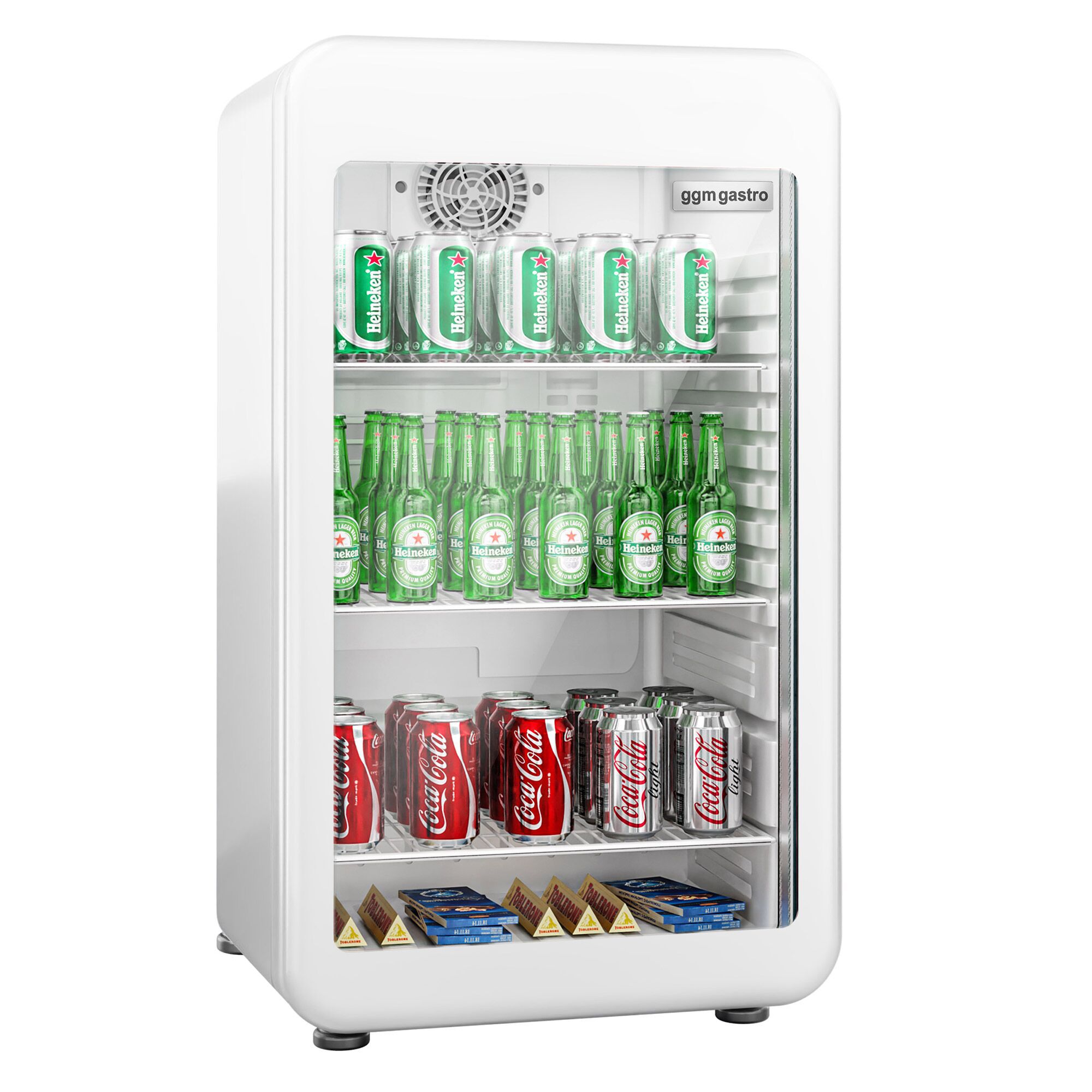 Minibar - 495mm - 113L - avec 1 porte en verre - Blanc - double vitrage, porte réversible