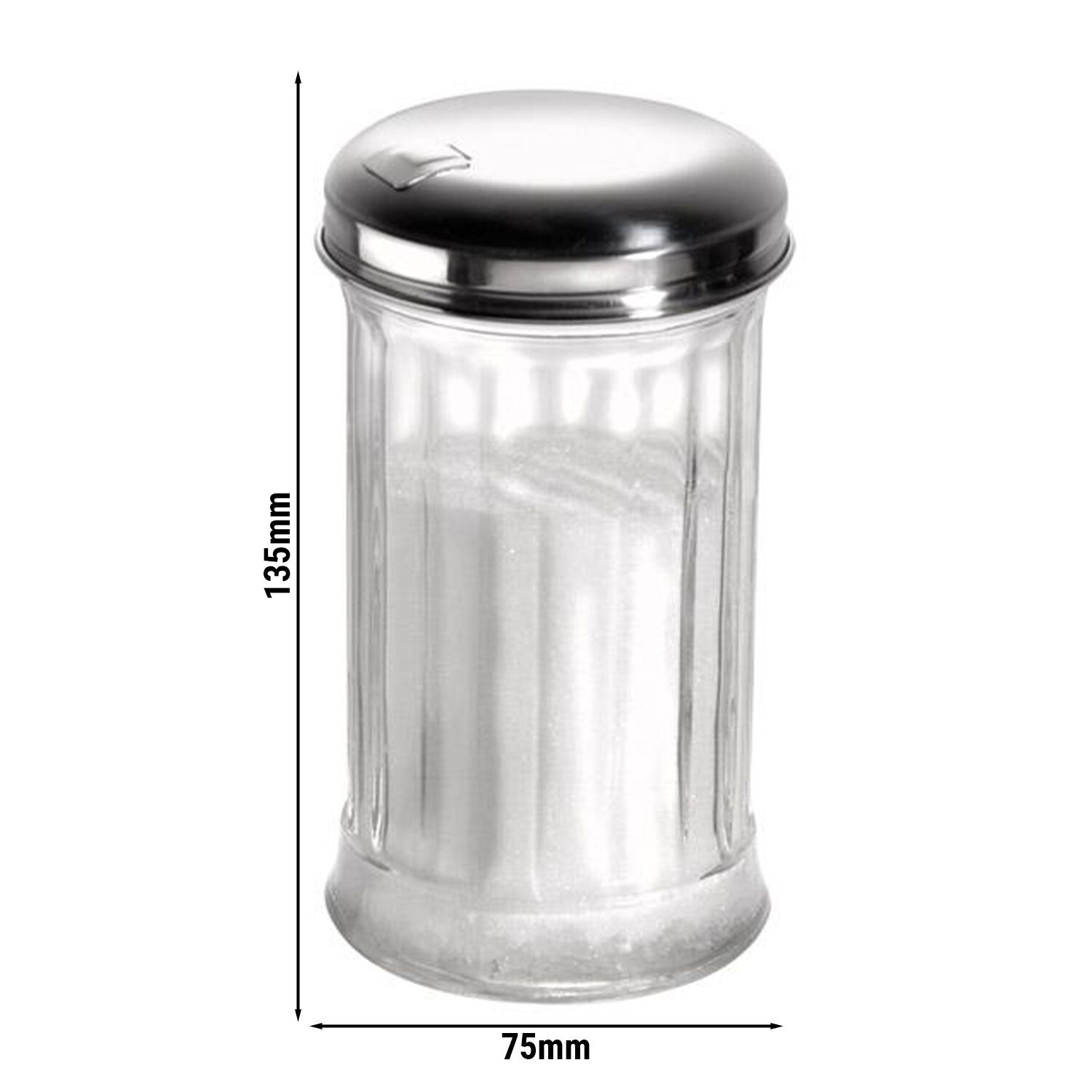 (6 pcs) Sucrier doseur - Verre - 320ml - trou latéral avec clapet
