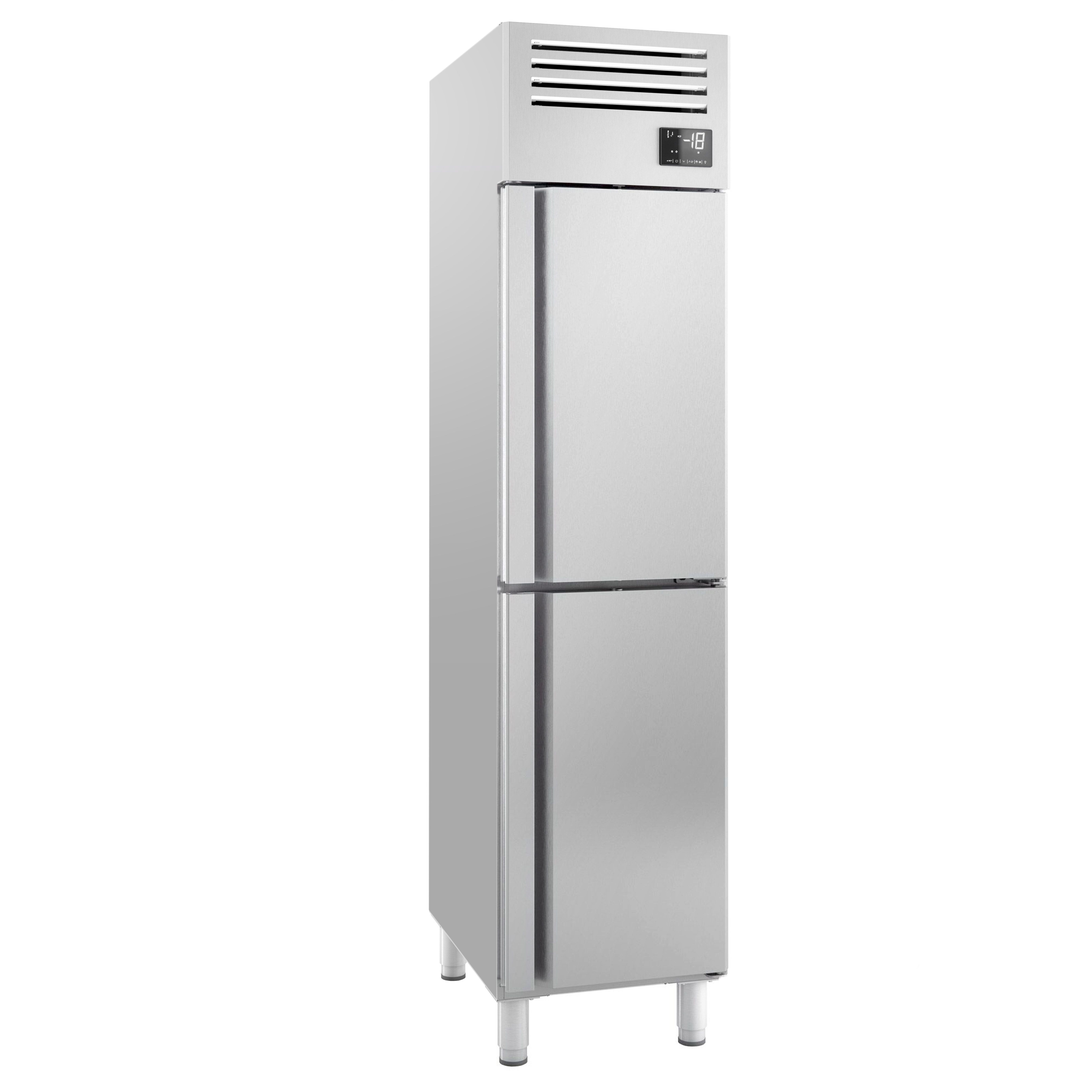 Armoire réfrigérée négative en acier inoxydable PREMIUM PLUS – GN 1/1 – 325 litres – avec 2 demi-portes en inox
