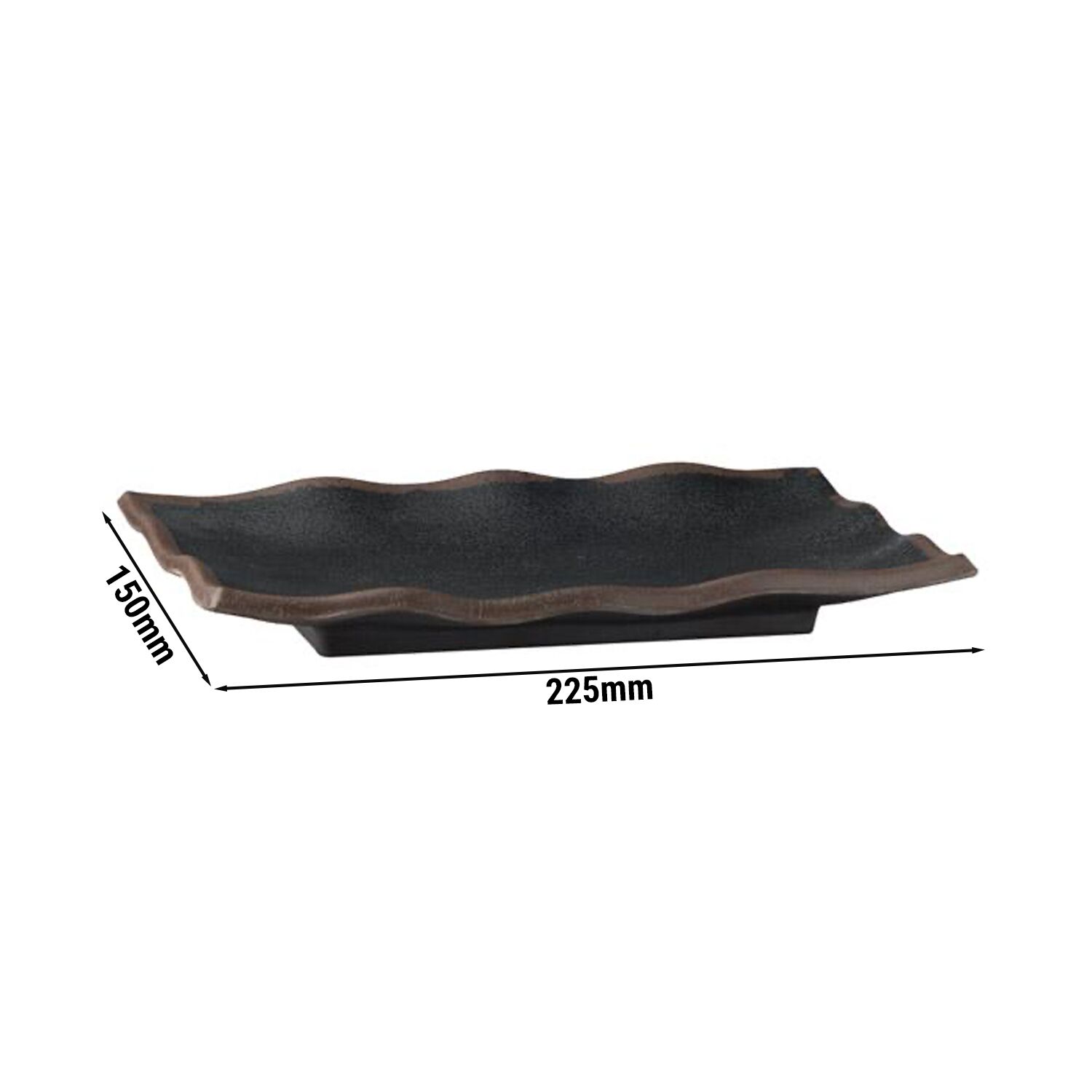 (6 pcs) Plateau de présentation - MARONE - Mélamine - 225x150mm - Hauteur:30mm - Noir/Brun - empilable, compatible lave-vaisselle