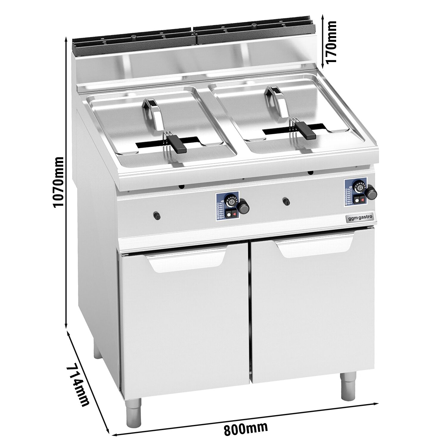 Friteuse à gaz double - 10 + 10 litres - 13,8 kW