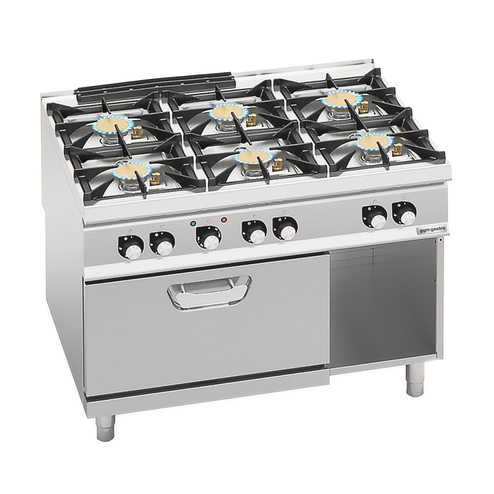 Fourneau à gaz – 60 kW – 6 brûleurs – avec four électrique à convection – 4,68 kW – modèle haute performance