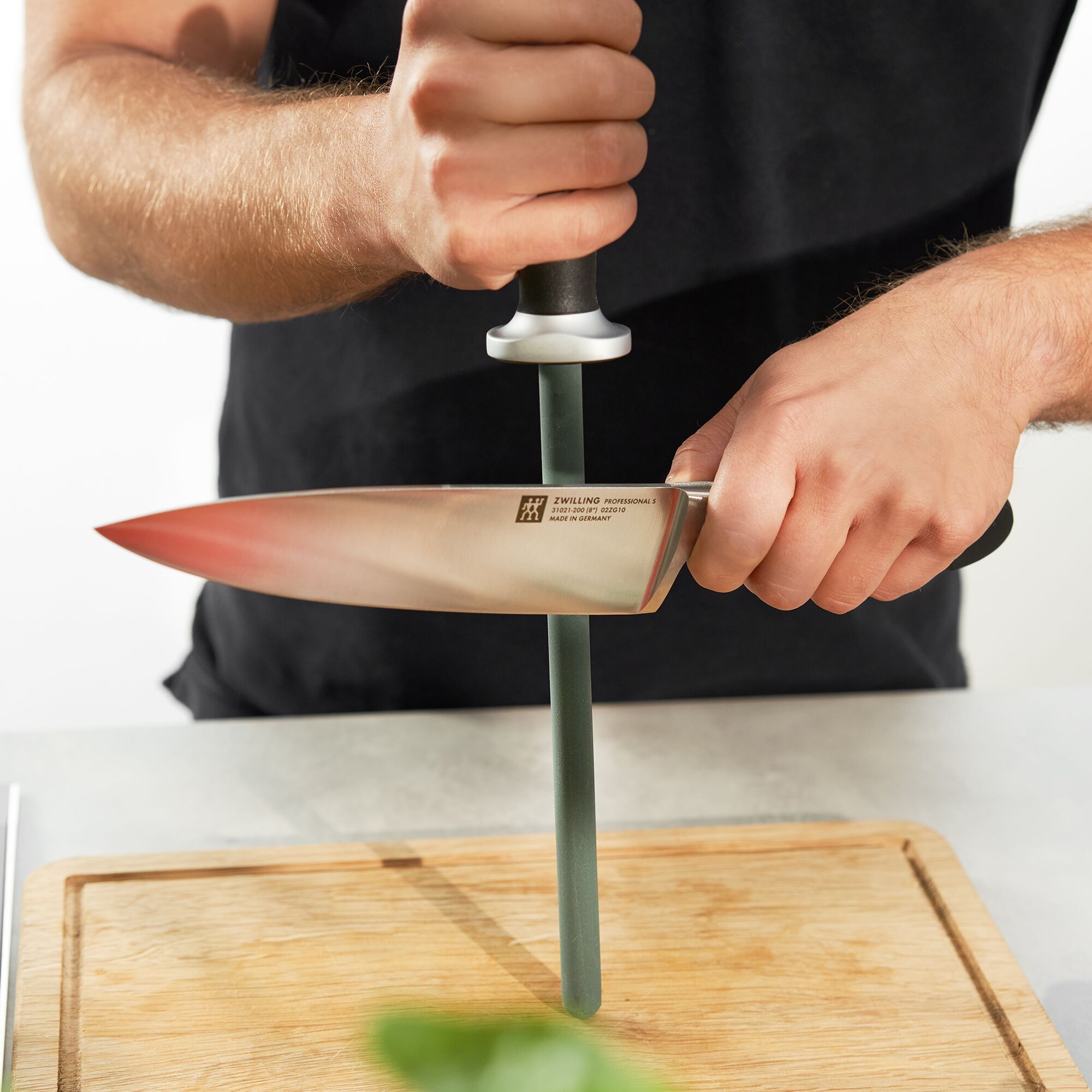 ZWILLING | Ceramic Knife Sharpening Rod – 230 mm - Black - Grooved - 62 HRC