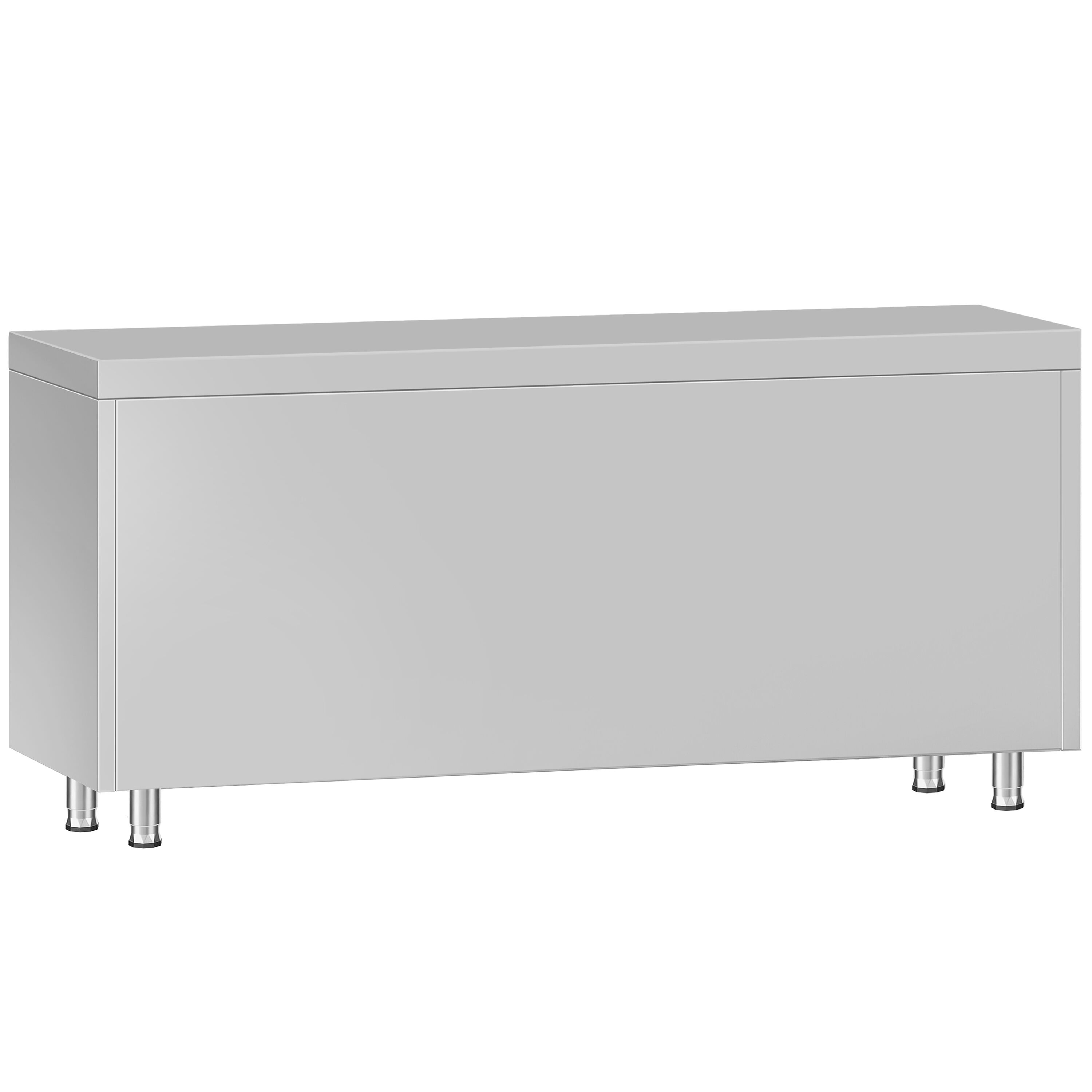 Table armoire en acier inoxydable ECO - 2000x600mm - avec 3 tiroirs à droite et portes coulissantes et étagère basse