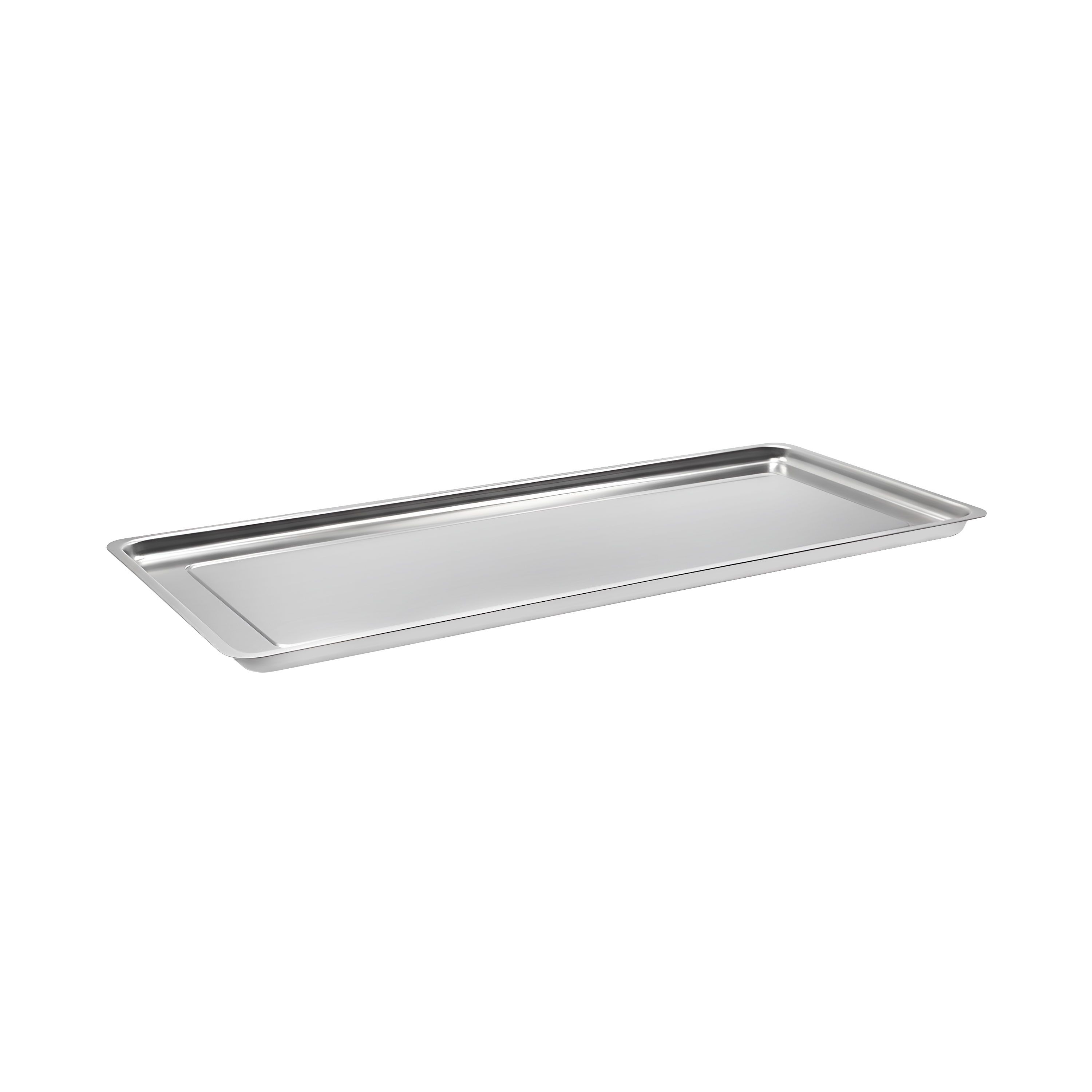 Plateau de service avec rebord - Acier inoxydable - avec rebord - rectangulaire - 768x268x20mm