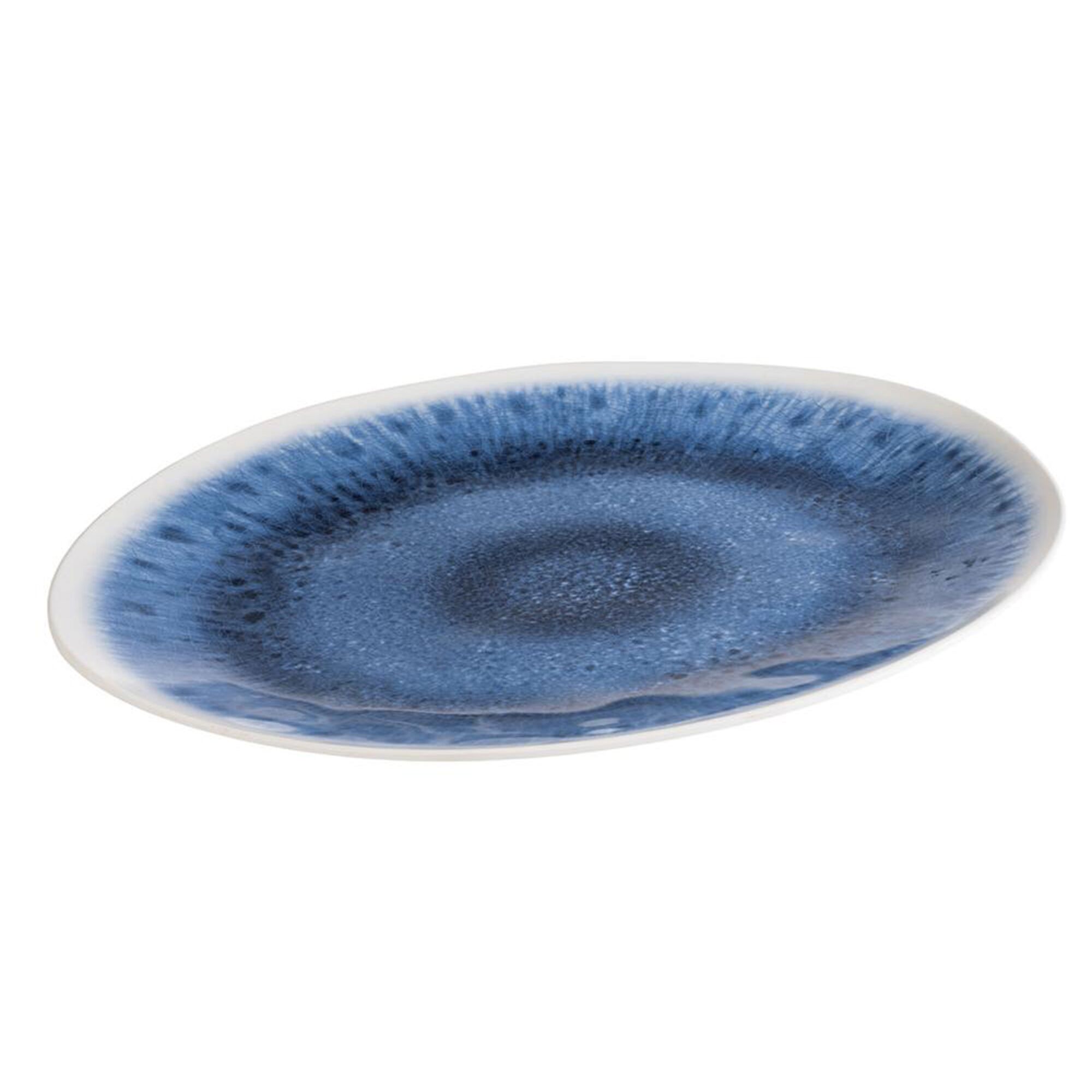 (6 pcs) Plateau de présentation - BLUE OCEAN - Mélamine - 480x355mm - Hauteur:30mm - Blanc/Bleu