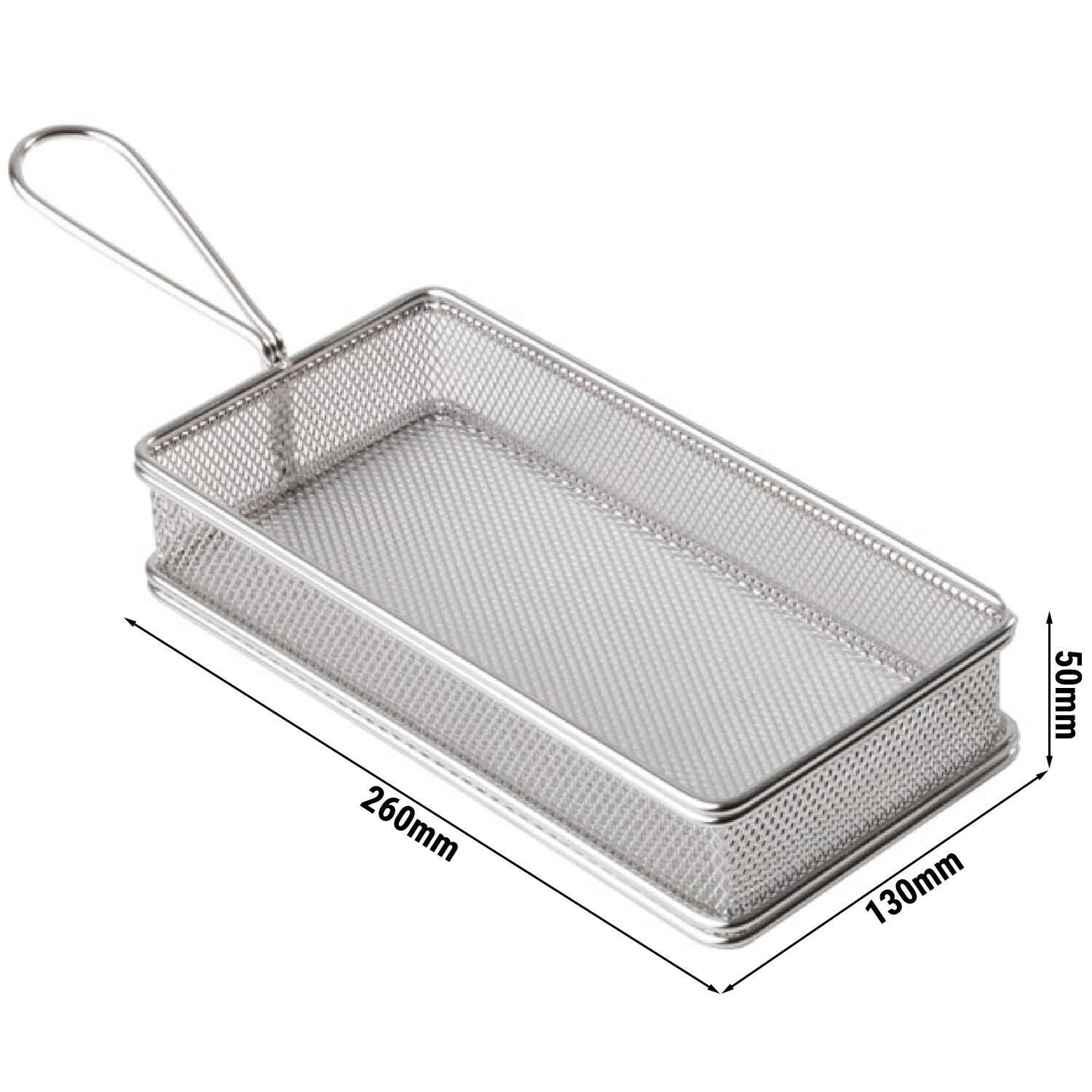 (6 pcs) Panier de service à frites - SNACKHOLDER - acier inoxydable - rectangulaire - 260x130x50mm