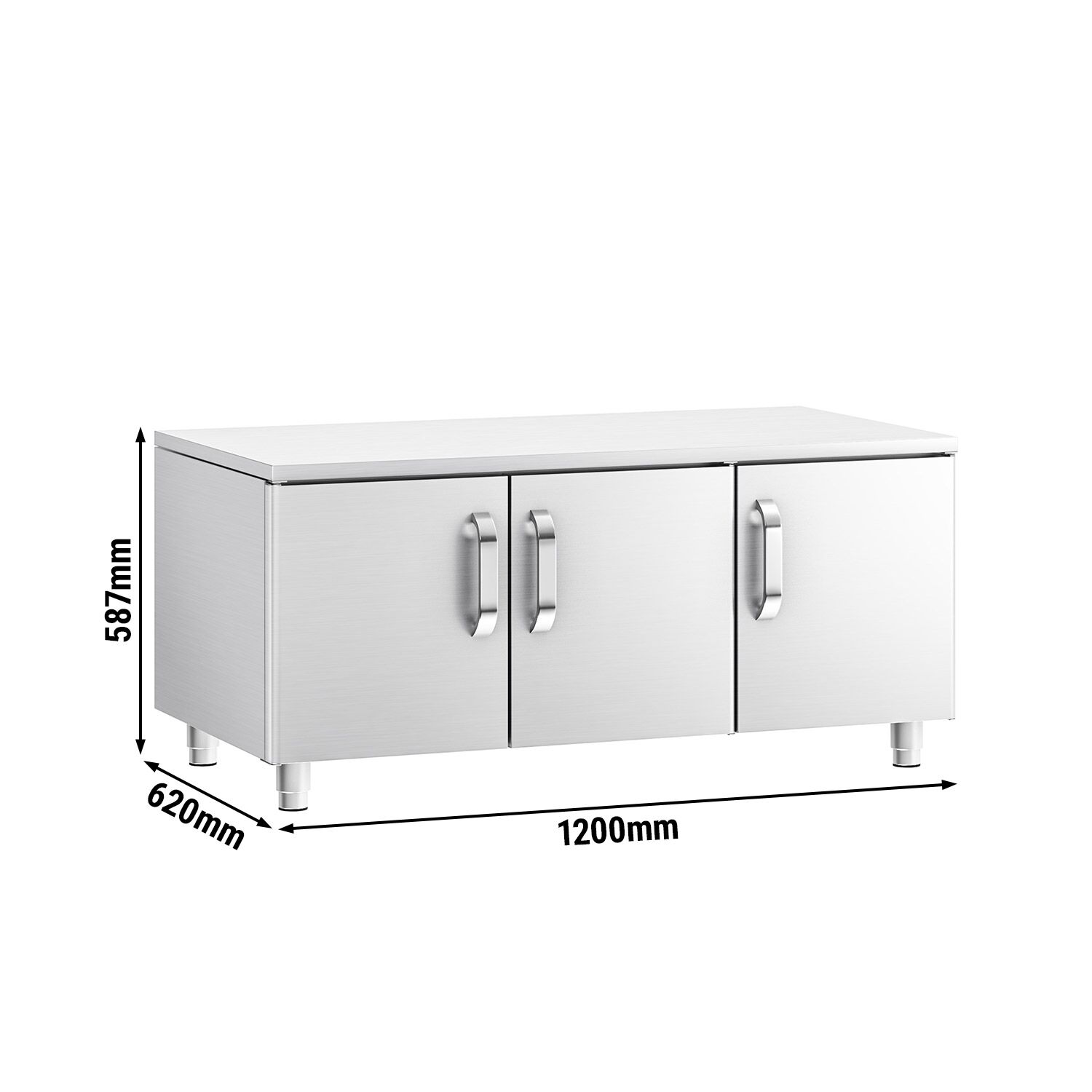 Dulap bază din oțel inoxidabil – linia 700 - 1200 mm - 3 uși