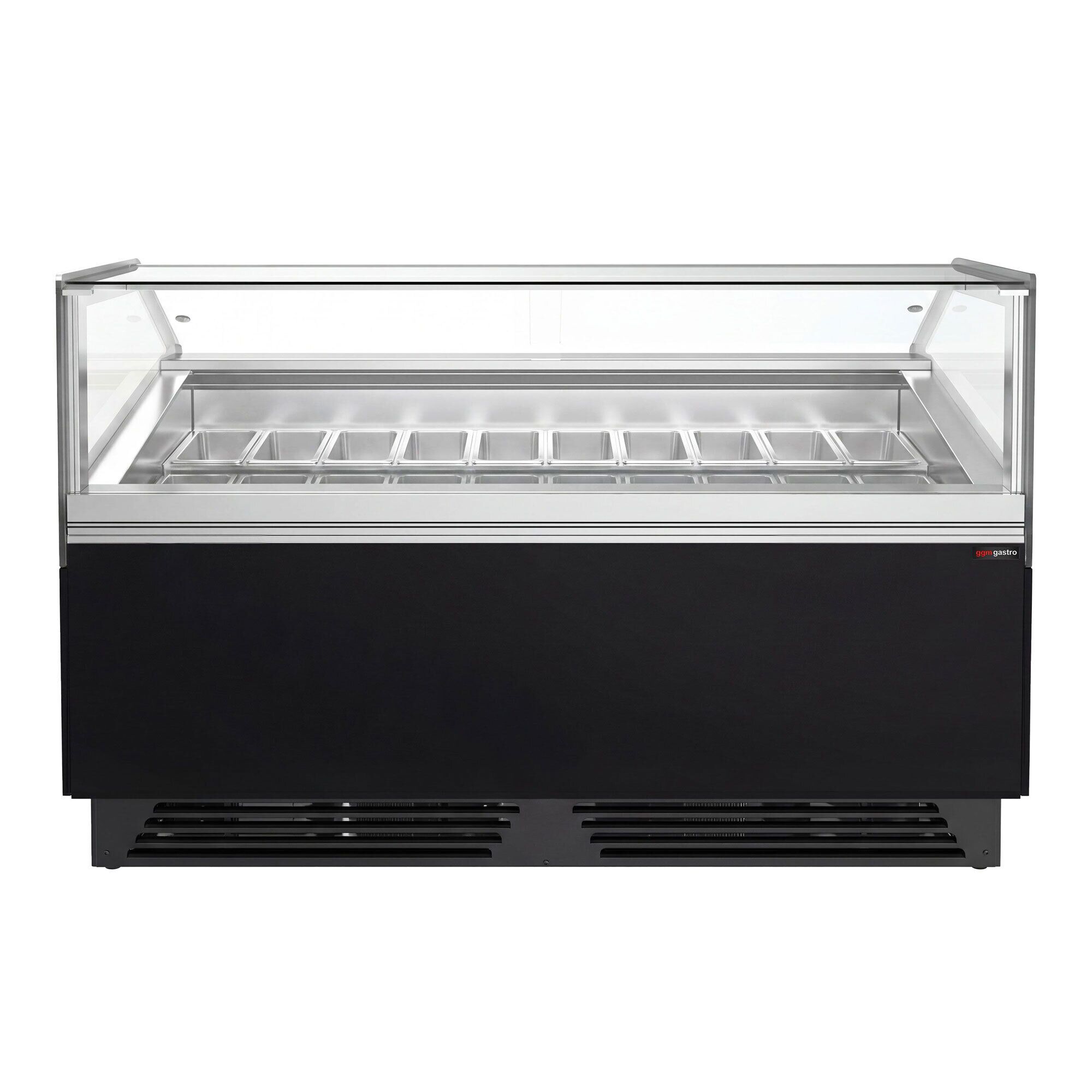 Vitrine à glace ADAM – 1700 mm – refroidissement ventilé – pour 18 bacs à glace de 5 litres ou 12 bacs de 7 litres – Noir
