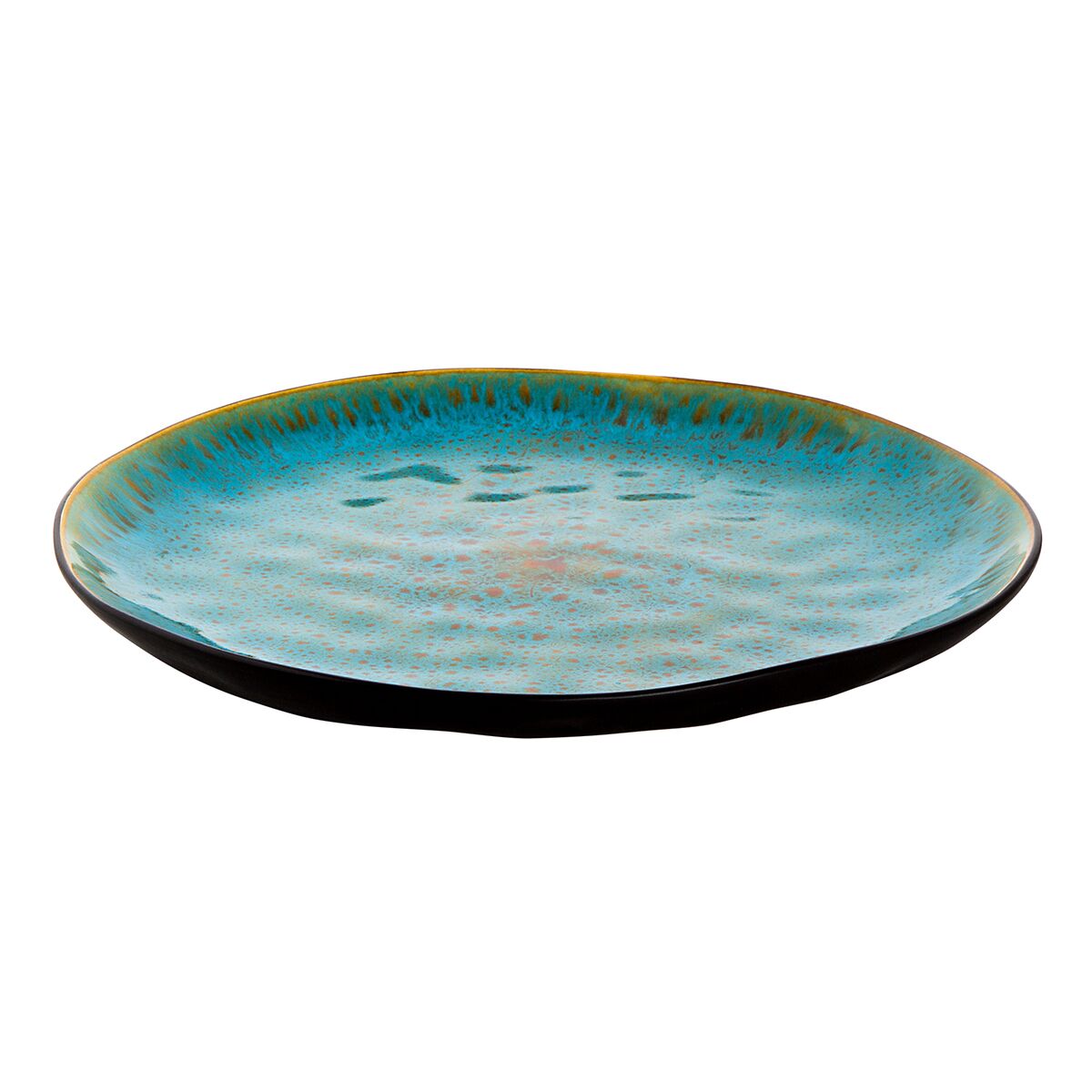 (4 pièces) LOTUS - Assiette - Plate - Ø 275 mm - Turquoise / Noir