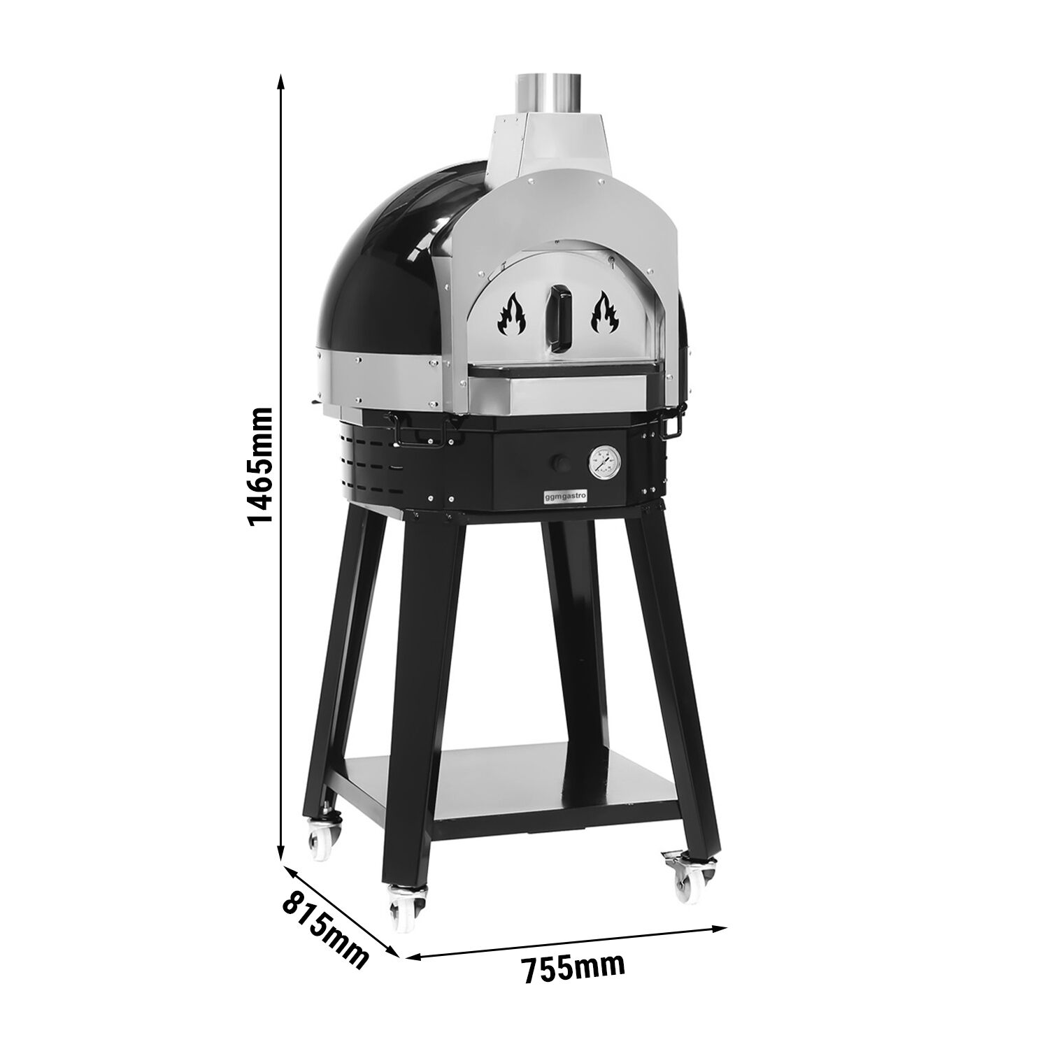 Four à pizza à bois – Noir – incl. support inférieur