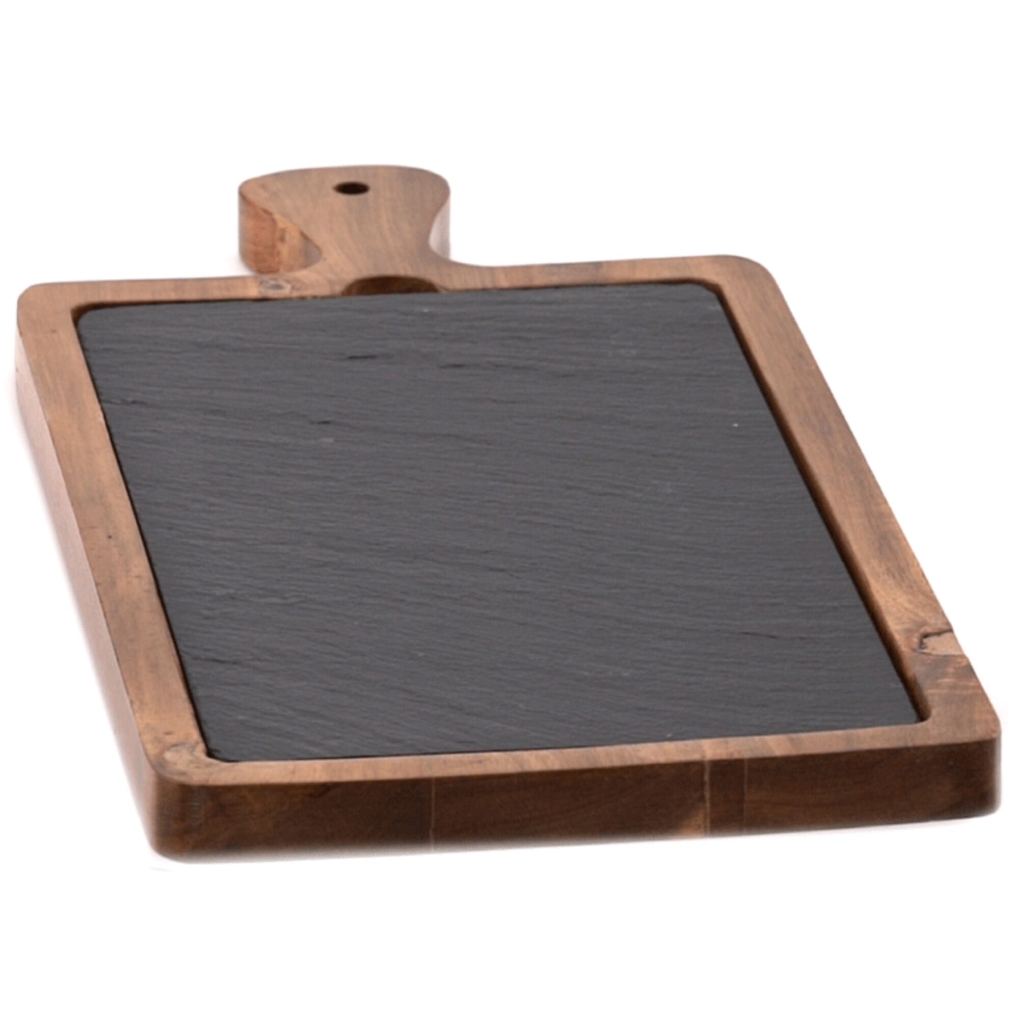 (6 pcs) Planche de service - FUSIONA - Set de 2 pièces - incl. ardoise naturelle - Acacia - 410x200mm
