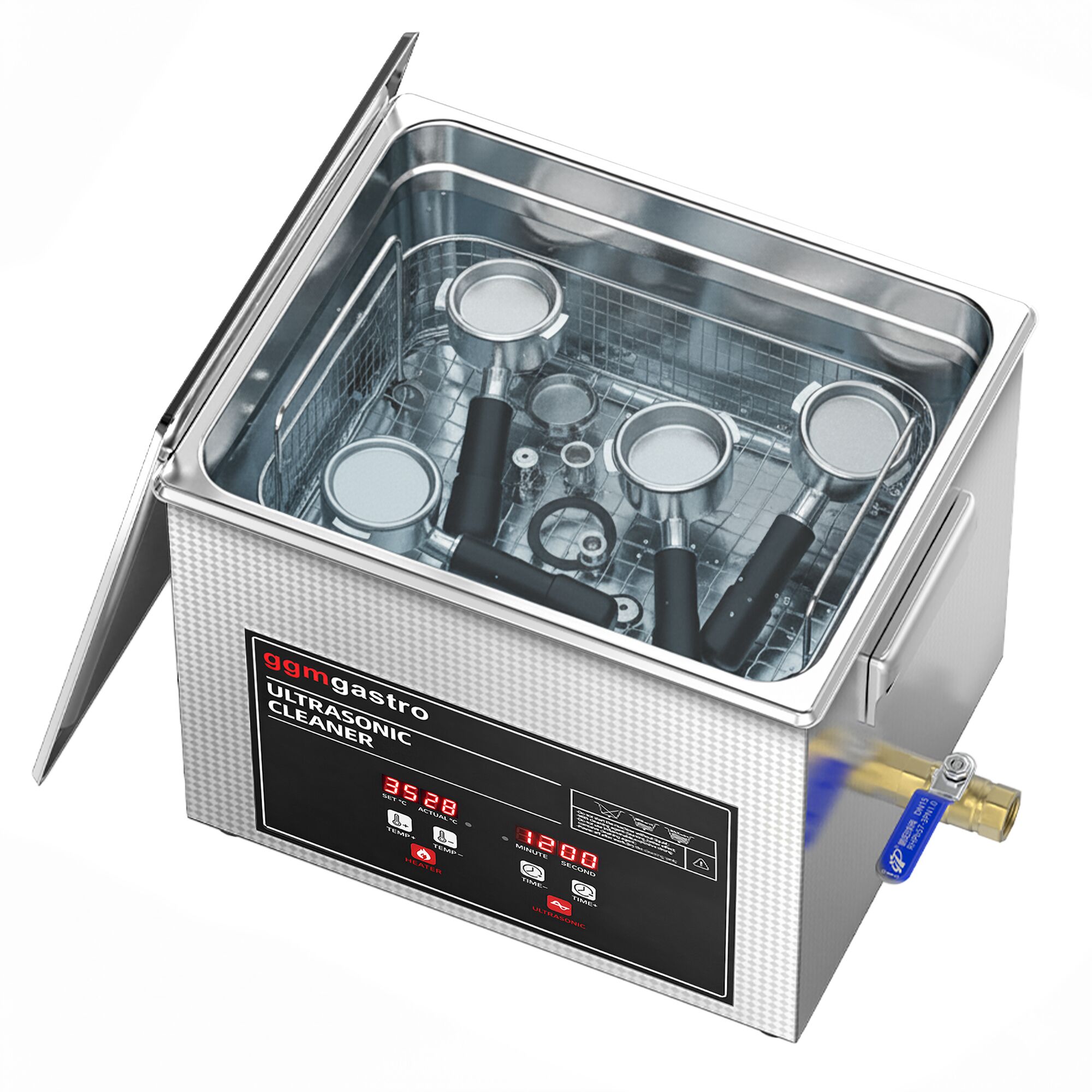 Nettoyeur à Ultrasons - 10 Litres - 240 Watt Puissance Ultrasonique - avec Robinet de Vidange