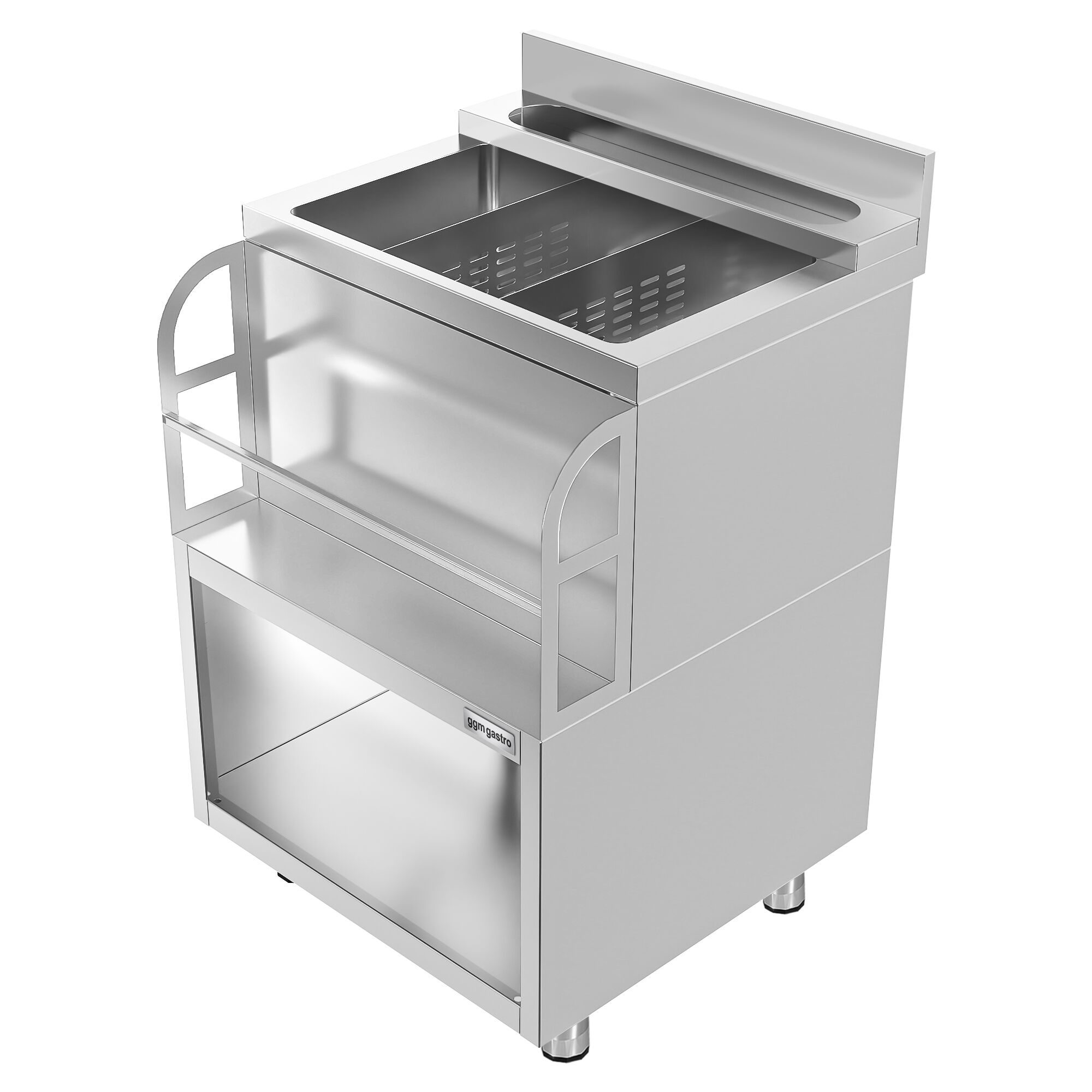 Station à cocktails - Acier inoxydable - 600x600mm - avec 3 bacs à glace et porte-bouteilles (speedrail)