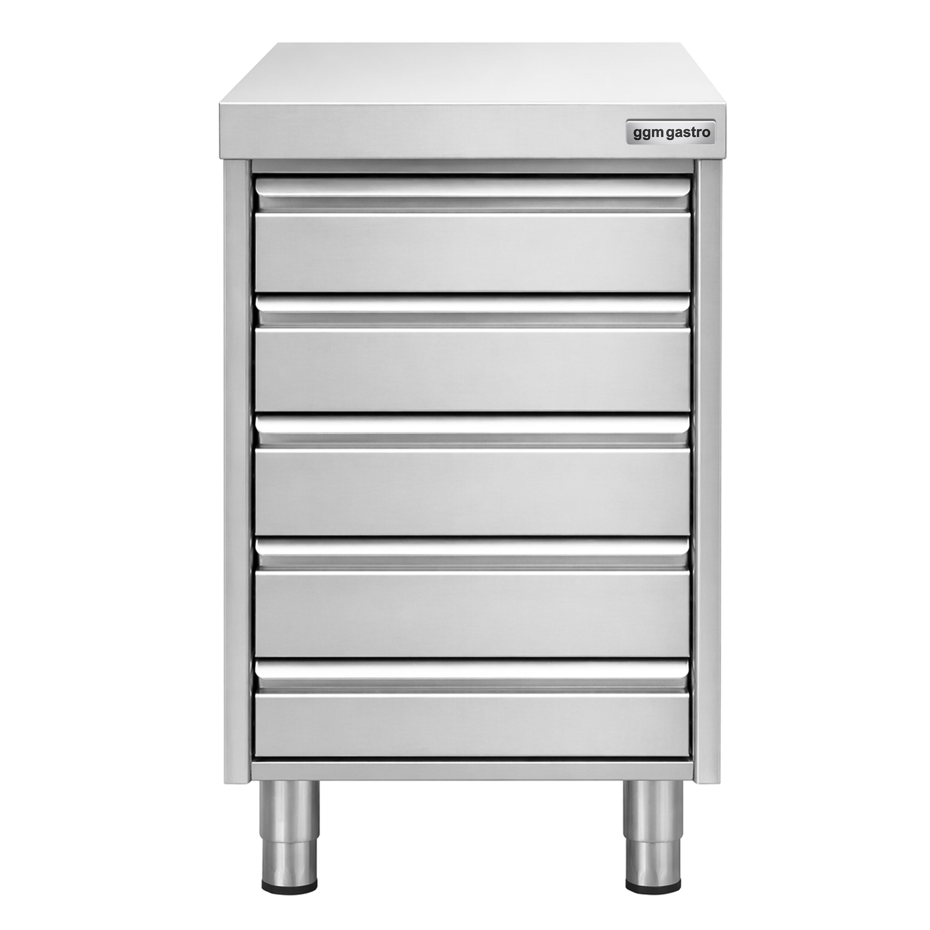 Meuble bas à tiroirs - Acier inoxydable - avec 5 tiroirs - 500x700mm