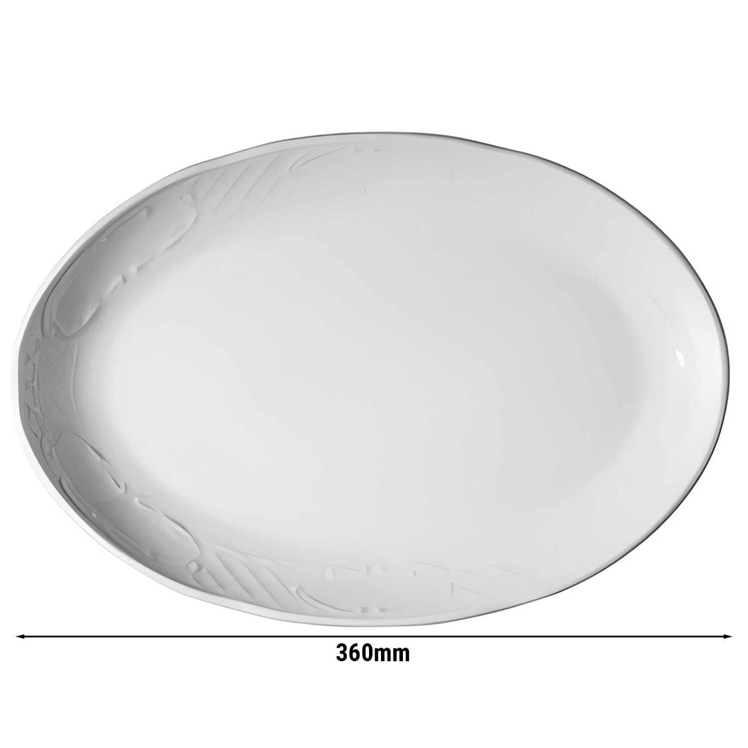(12 pièces) CLASSICO - Plat / Assiette à Döner - Ovale - Longueur : 360 mm - Blanc