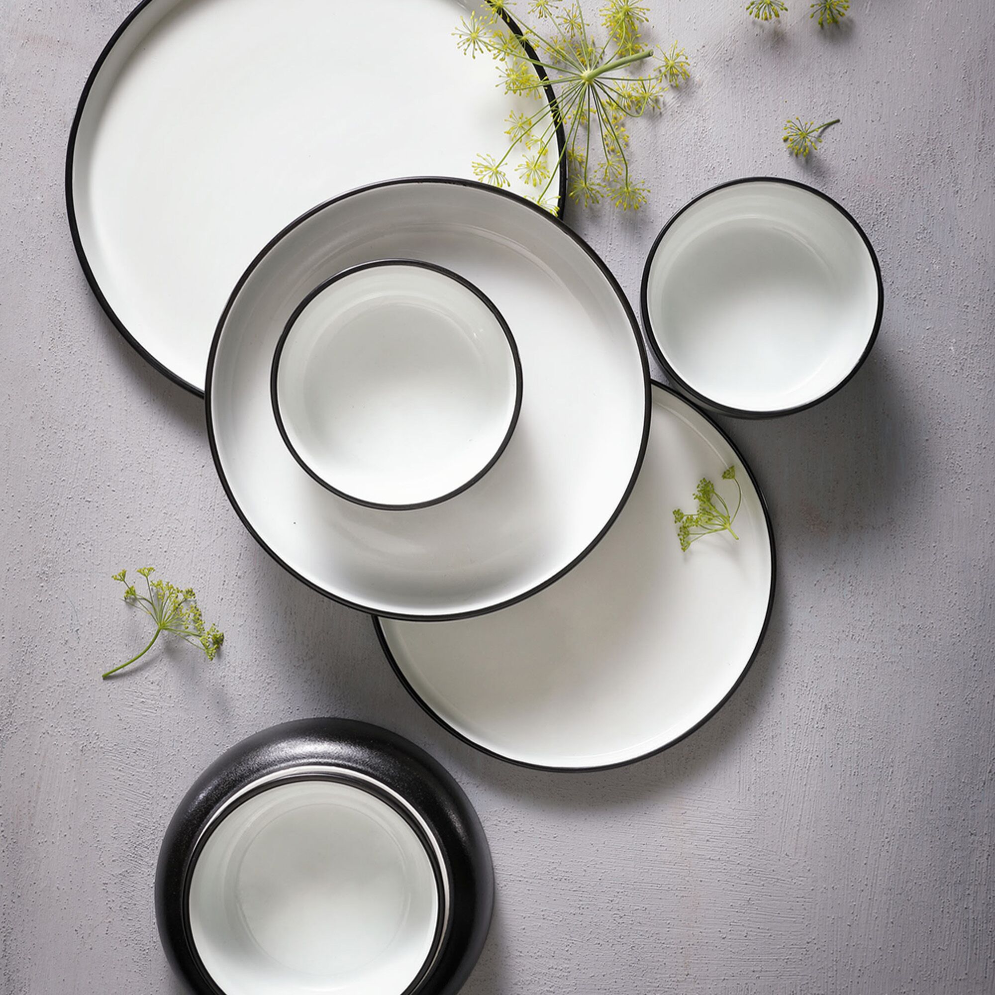 (6 pcs) Coupe - COSMIC - Porcelaine - 320ml - Ø 110mm - Noir/Blanc