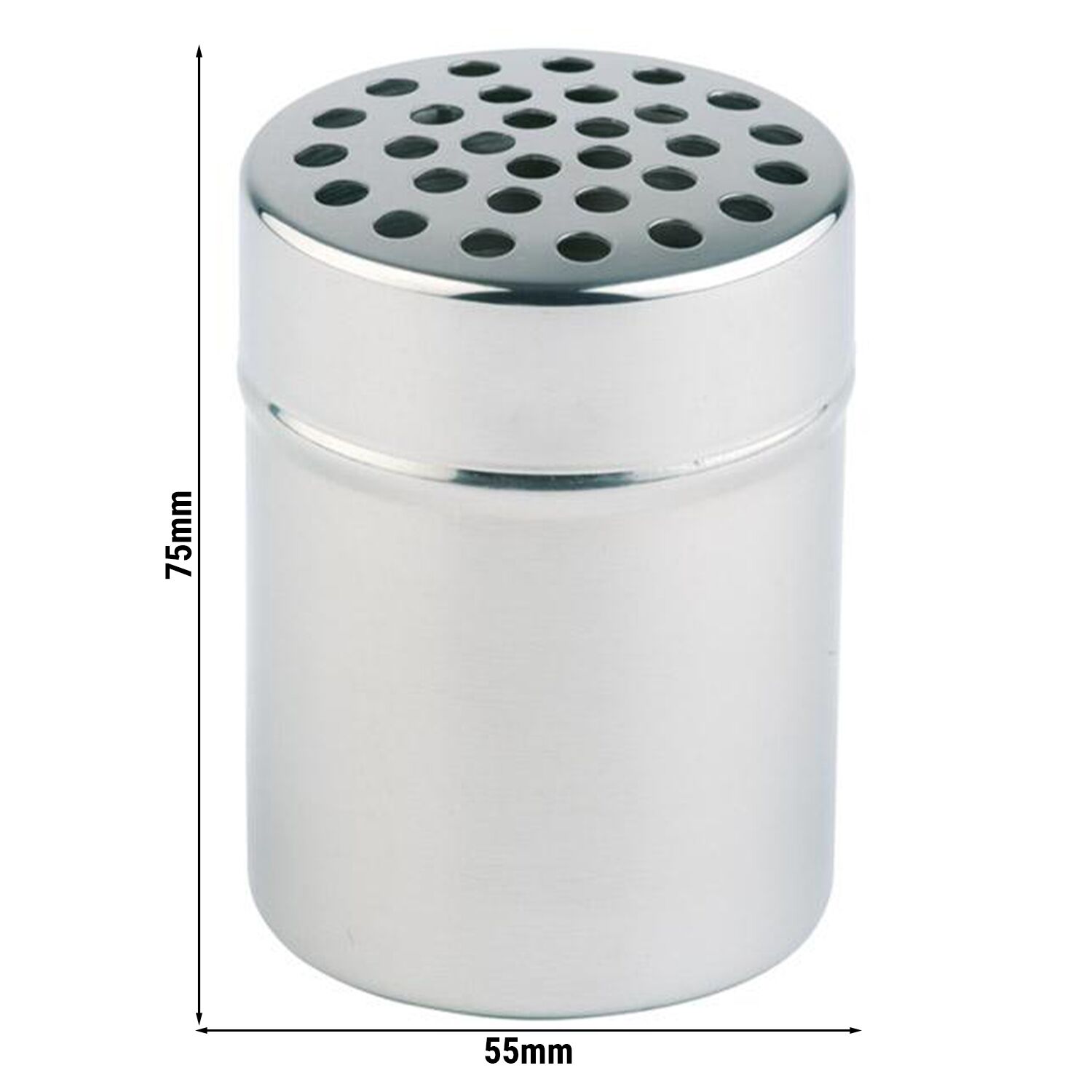 (6 pcs) Saupoudreuse à épices - gros grain - trous Ø5mm - acier inoxydable - 150ml - Hauteur: 75mm