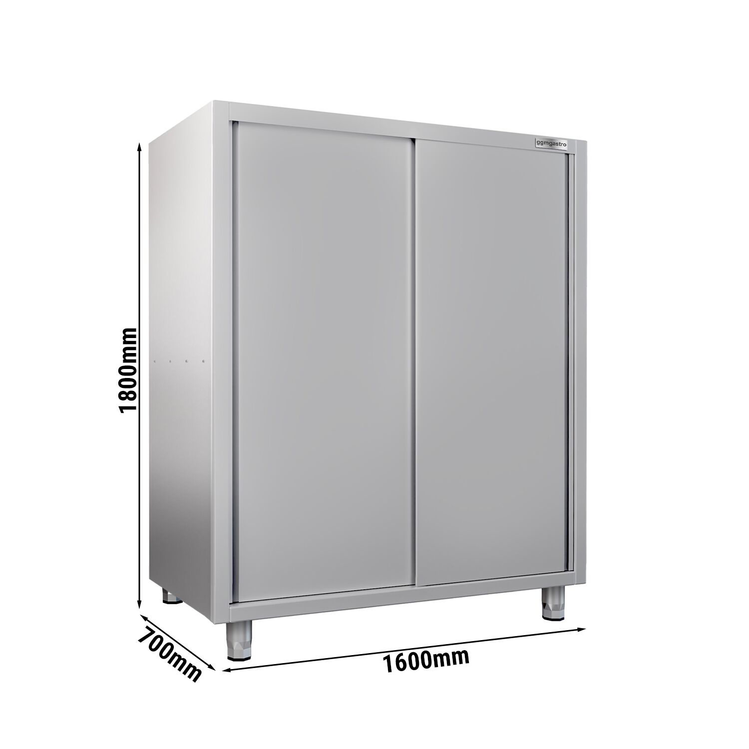 Armoire de travail en inox ECO - 1600x700mm - 2 portes coulissantes - Hauteur: 1800mm