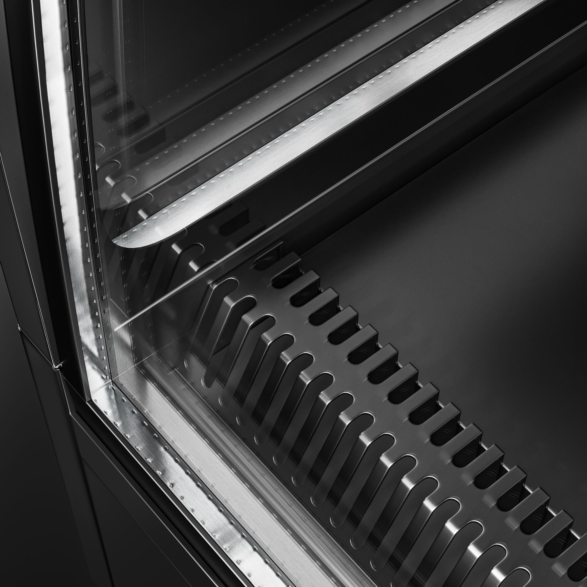 Vitrine murale réfrigérée - 1200mm - 380L - avec 2 portes coulissantes vitrées & 3 étagères - arrière fermé - Noir