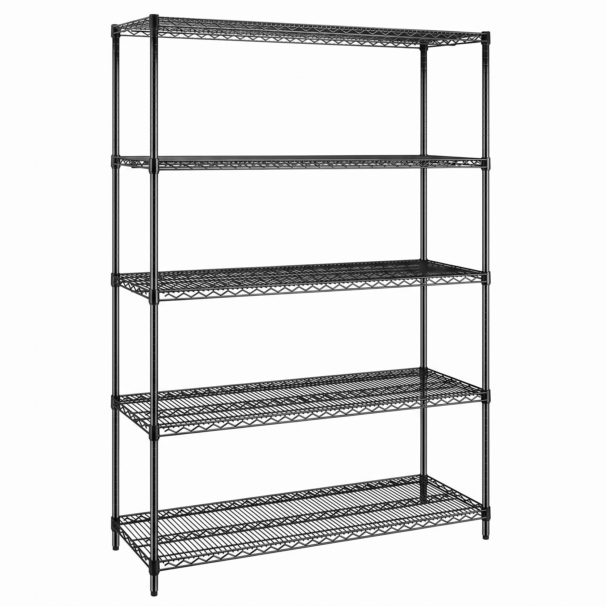 Stalen rek - 1500 x 450 mm - 5 legplanken - Zwart
