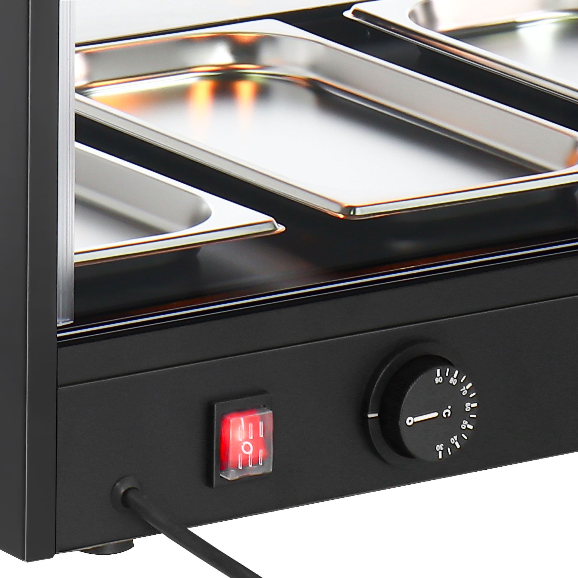 Warmhaltevitrine - 650mm - 560 Watt - mit 2 Ablagen - Schwarz