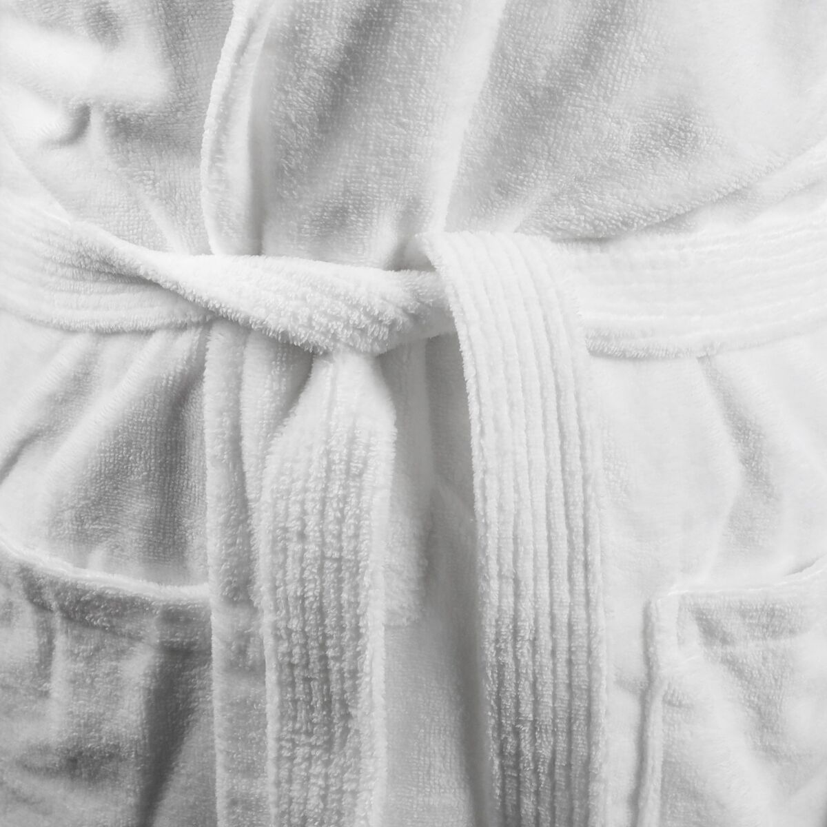 (12 pcs) Peignoir à col châle - Microfibre/coton éponge - Blanc - Taille : M