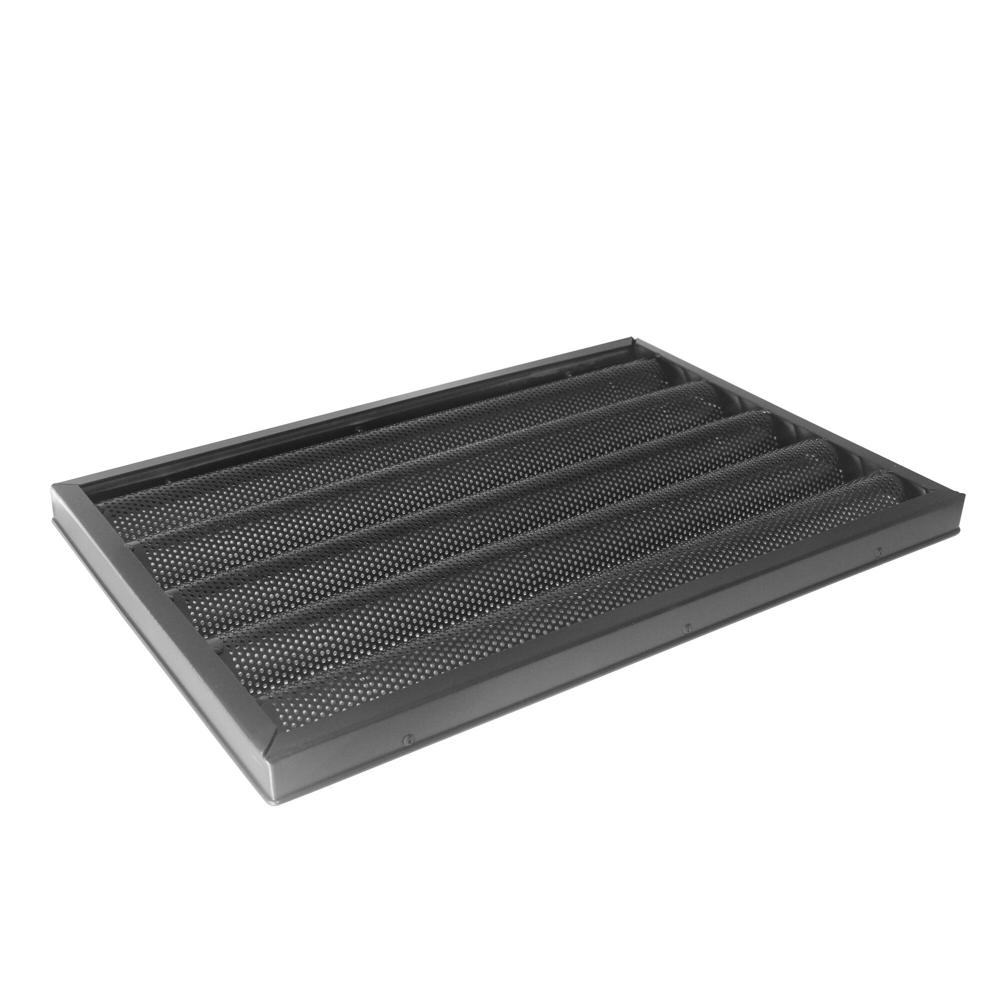 Baguetteblech - Aluminium - EN 600x400 - Schwarz - mit 5 Mulden