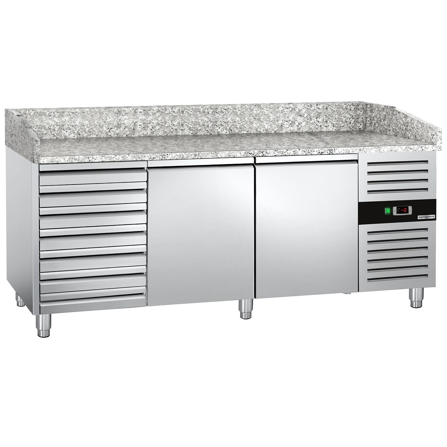 Pizzapult ECO - 2025x800 mm - 2 ajtó + 7 fiók - gránit munkalappal