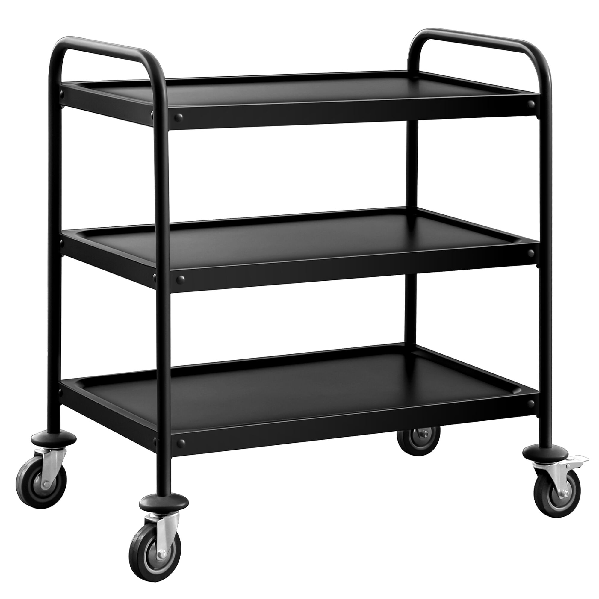 Chariot de service – 800x500 mm – avec 3 surfaces de rangement – Noir