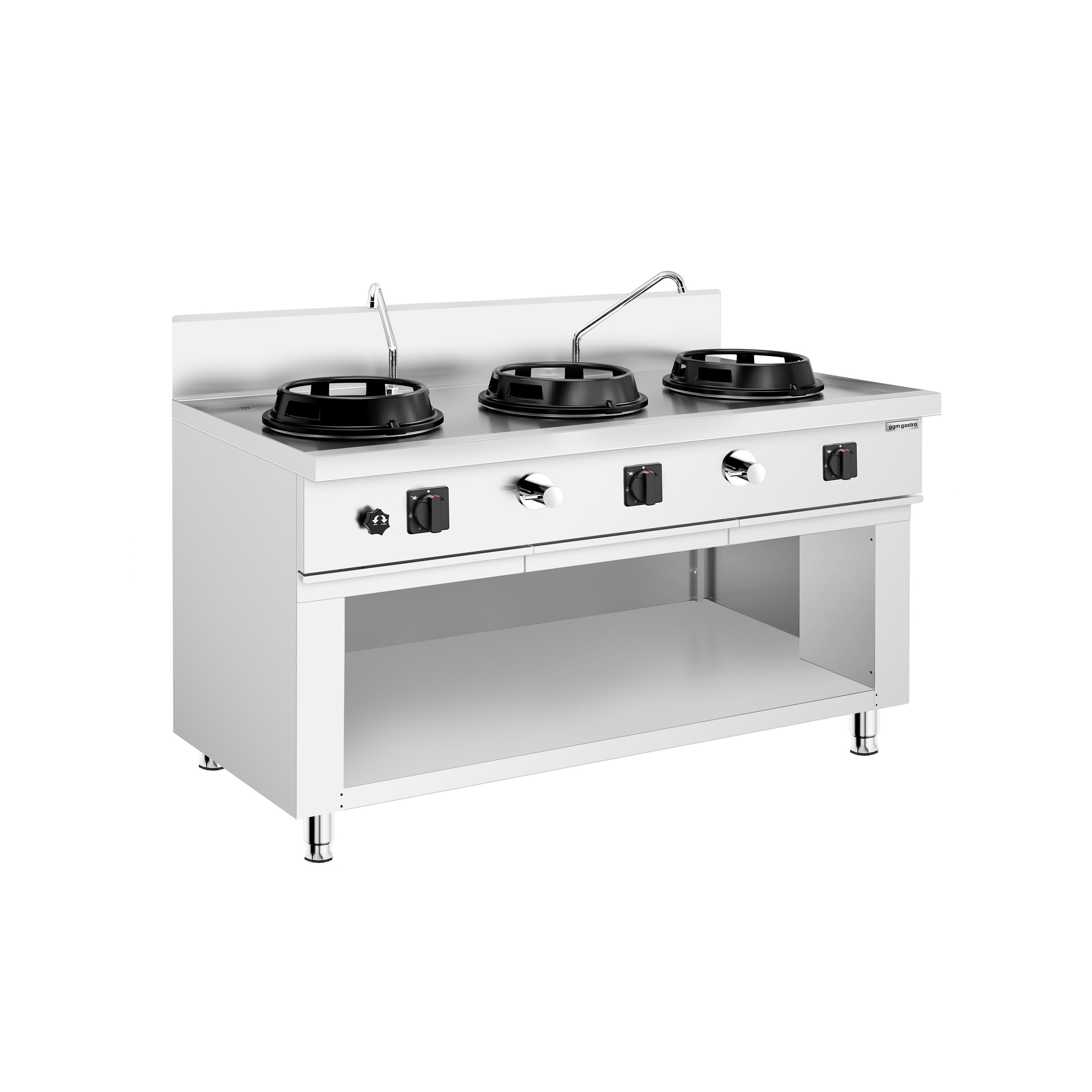 Cuisinière Wok à Gaz - 45 kW - 3 Brûleurs - incl. 2 Robinets