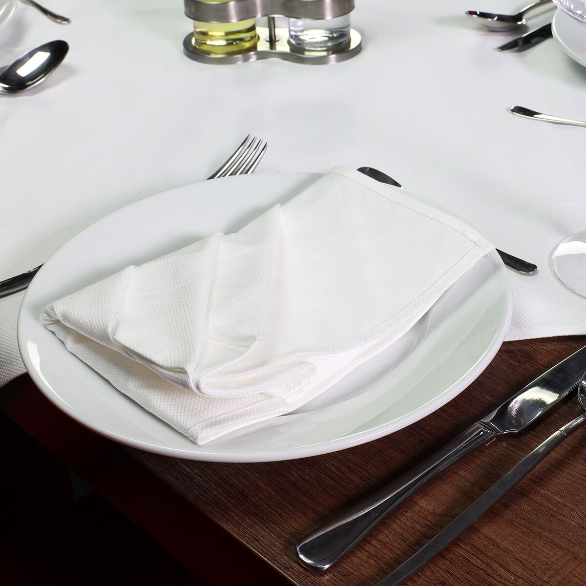 (50 pcs) Serviette de table damassée en coton Porto Diamant - 50x50cm - Blanc