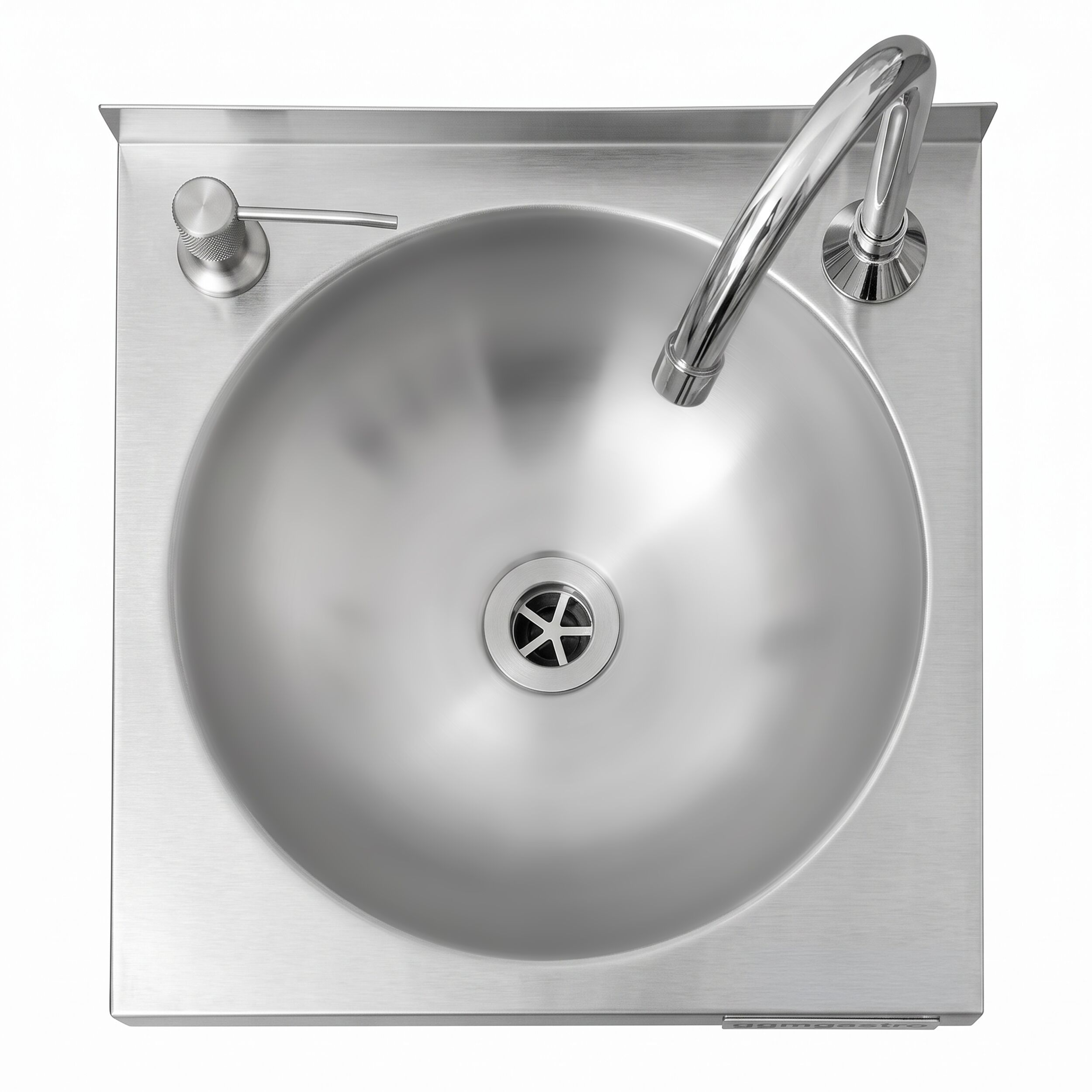Hand washbasin – with tap, soap dispenser, knee-operated control and rim