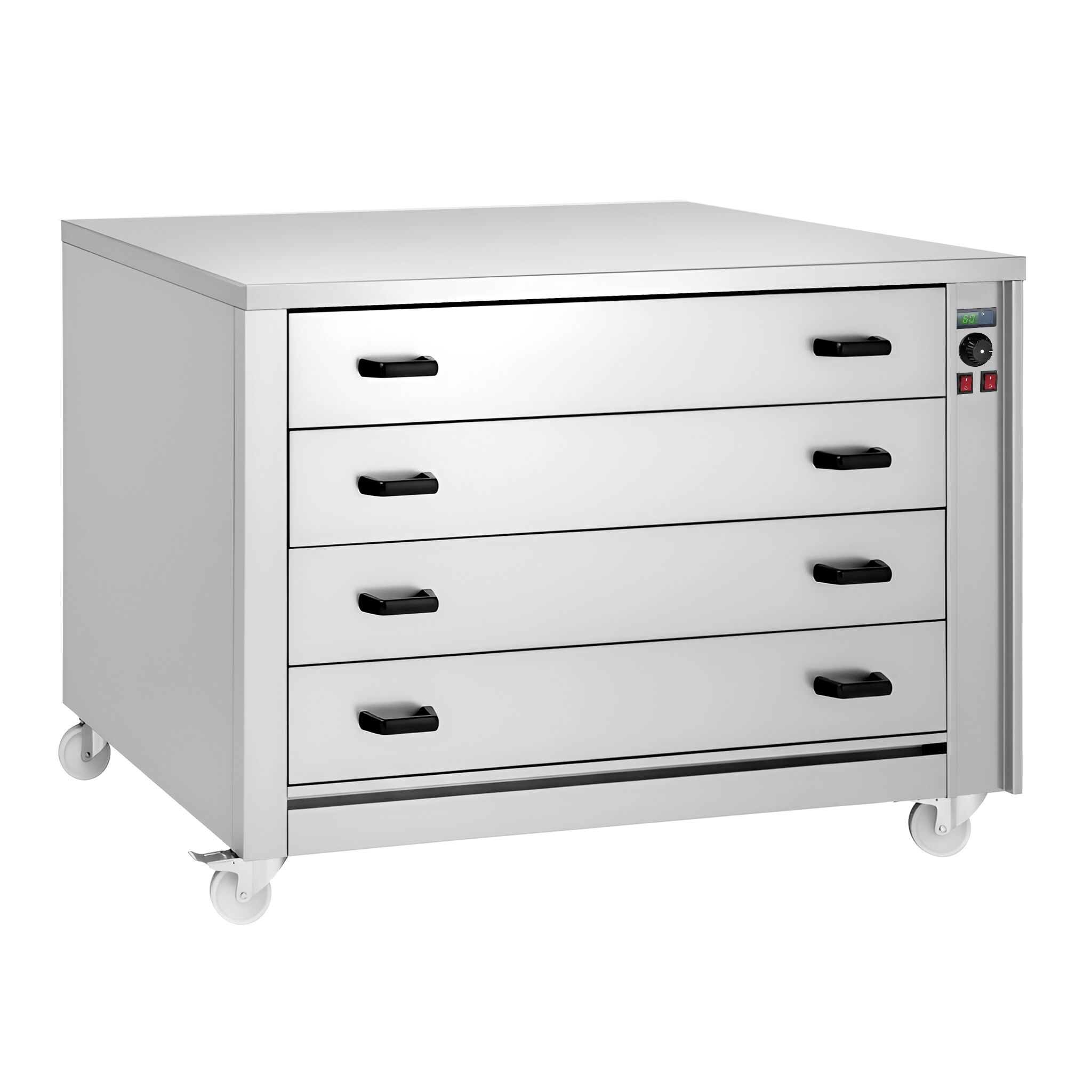Meuble chauffant à tiroirs GN 1/1 - 4 tiroirs - 2kW - 1395x910x1020mm